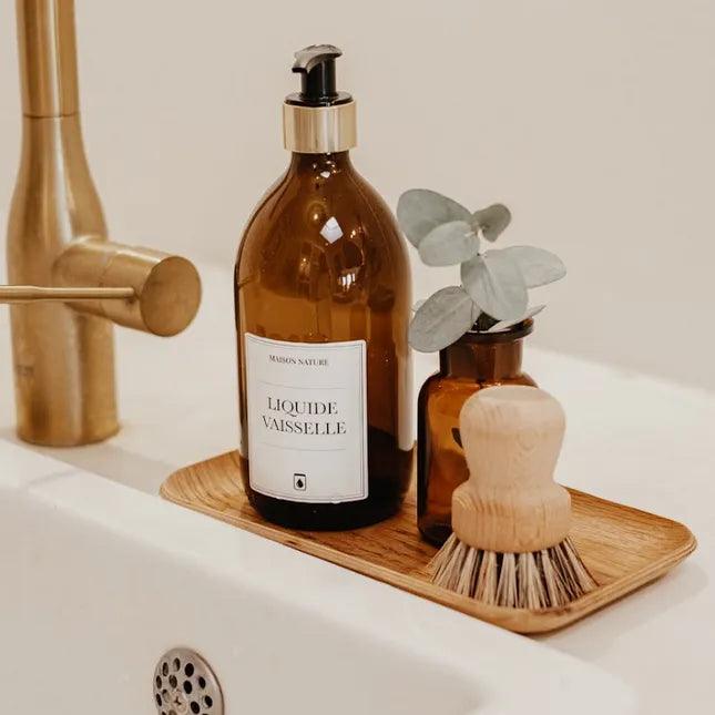 Burette distributeur de savon rechargeable pompe noire et dorée