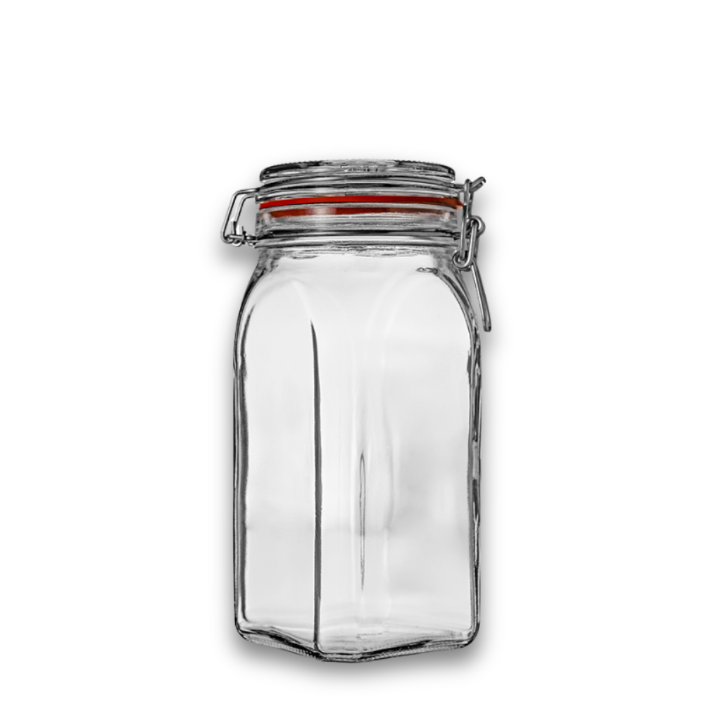 Bocal en verre recyclé à fermeture mécanique Coloquinte 1,4 L