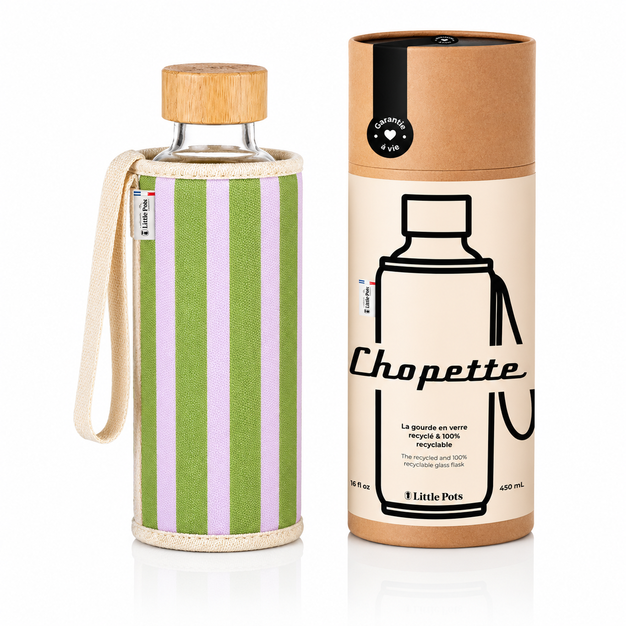Gourde en verre personnalisée - Chopette garantie à vie
