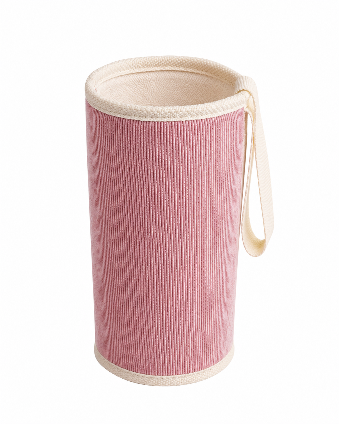 Gourde en verre et housse protectrice Chopette velours rose automne-hiver