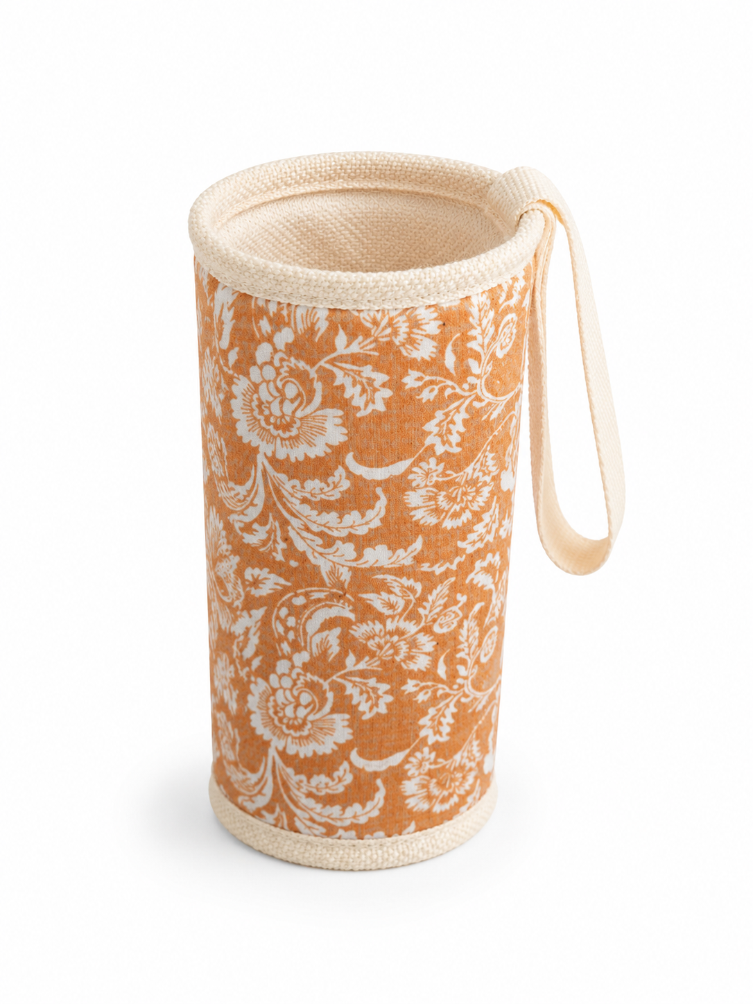 Gourde en verre et housse protectrice Chopette floral moutarde automne-hiver
