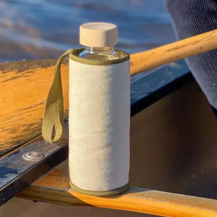 Gourde en verre et housse isotherme Chopette Authentique Kaki