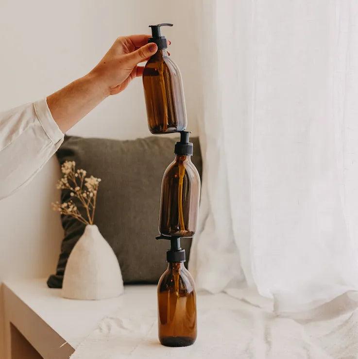 Burette distributeur de savon rechargeable pompe noire