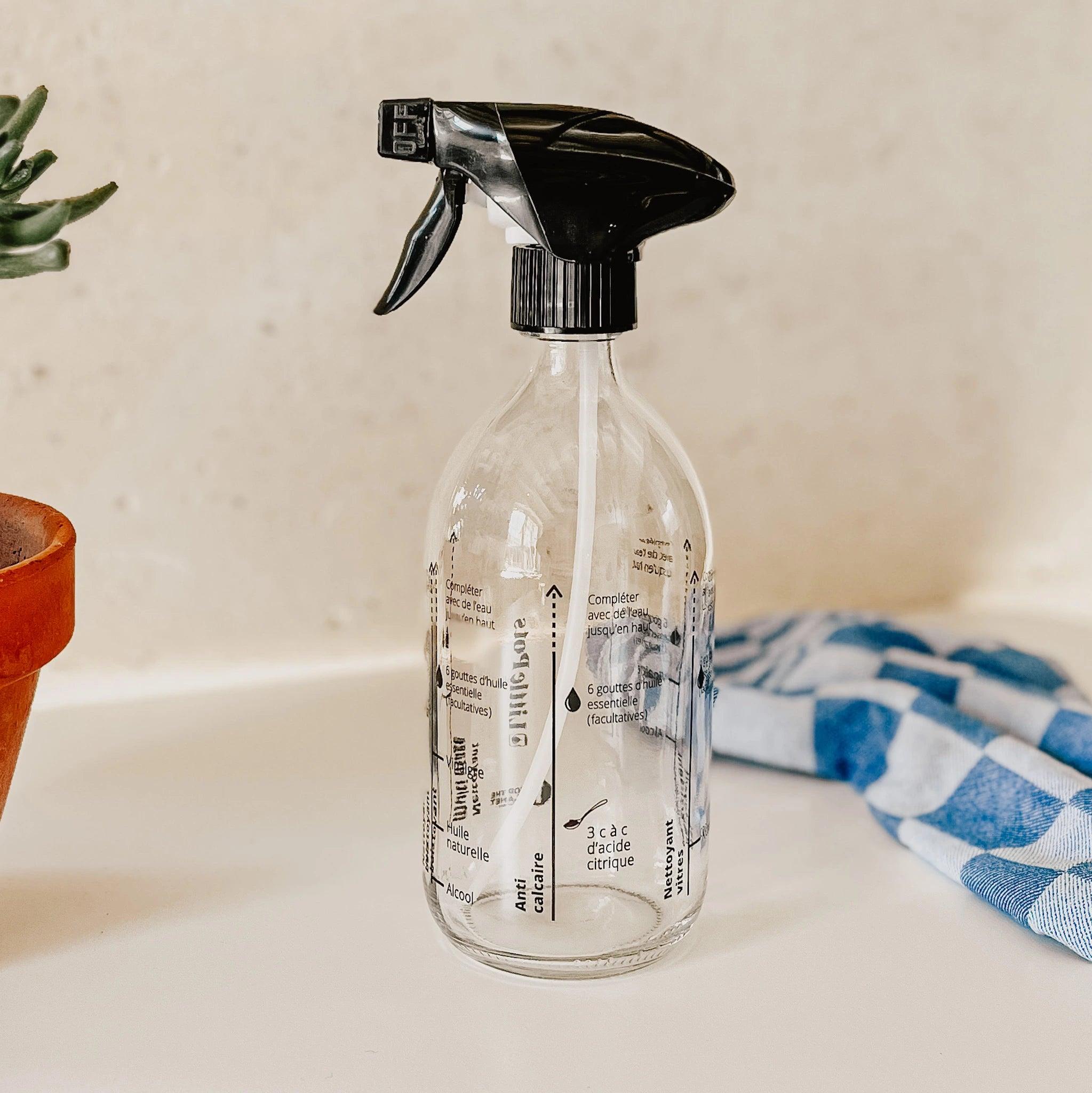 Flacon spray gradué 5 Recettes Ménage au naturel incluses- Burette Recettes