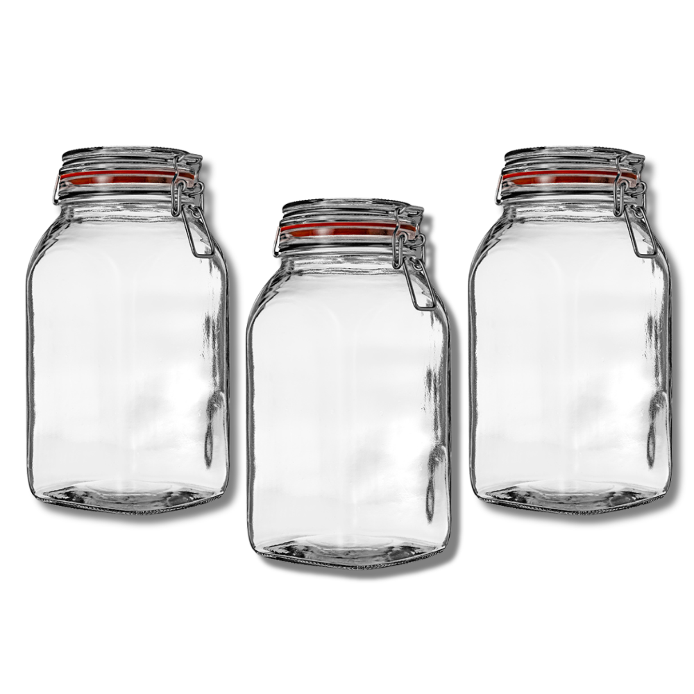 Gros bocaux en verre à fermeture mécanique Coloquinte 2,5 L Lot de 3