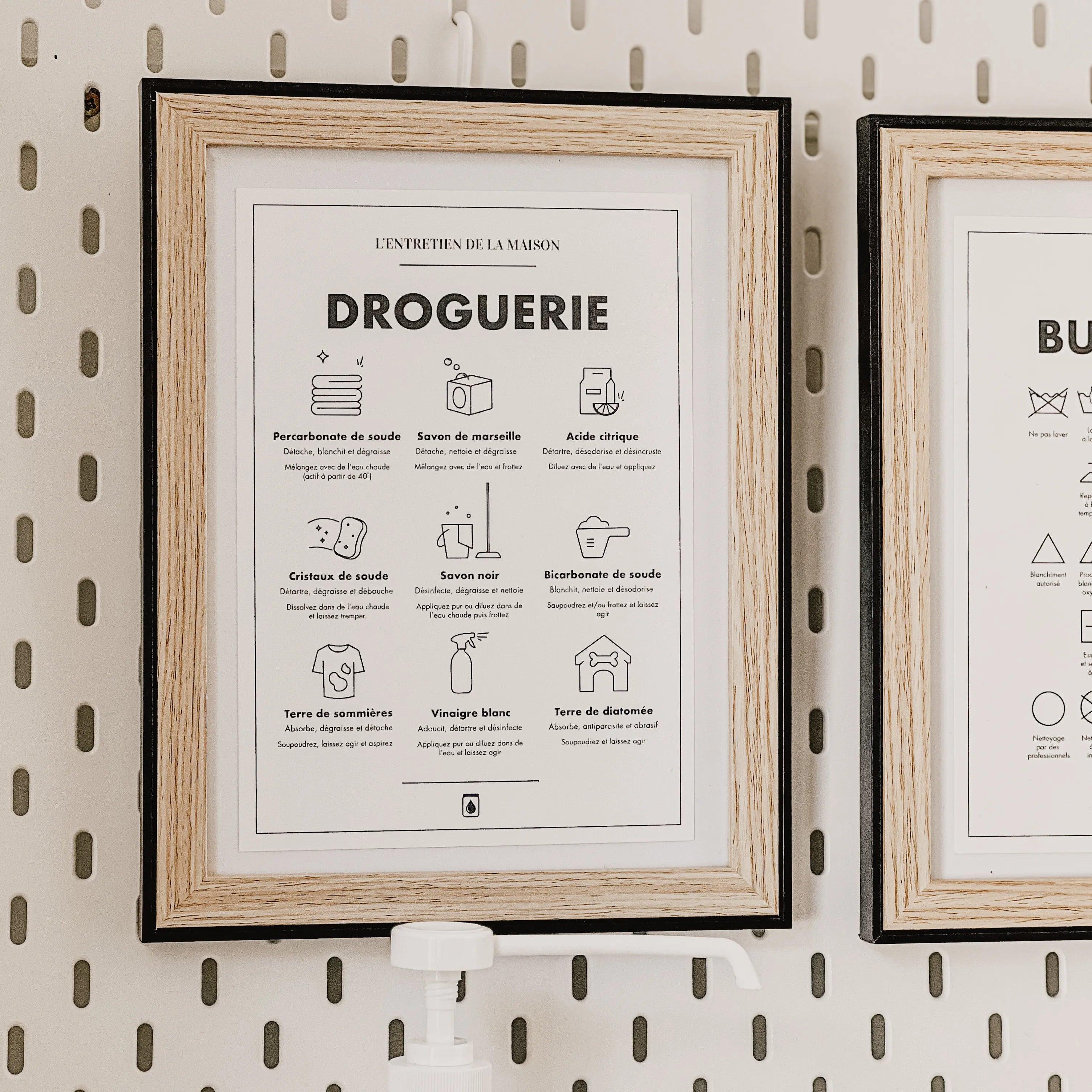 Affiche DROGUERIE- Guide des produits ménagers