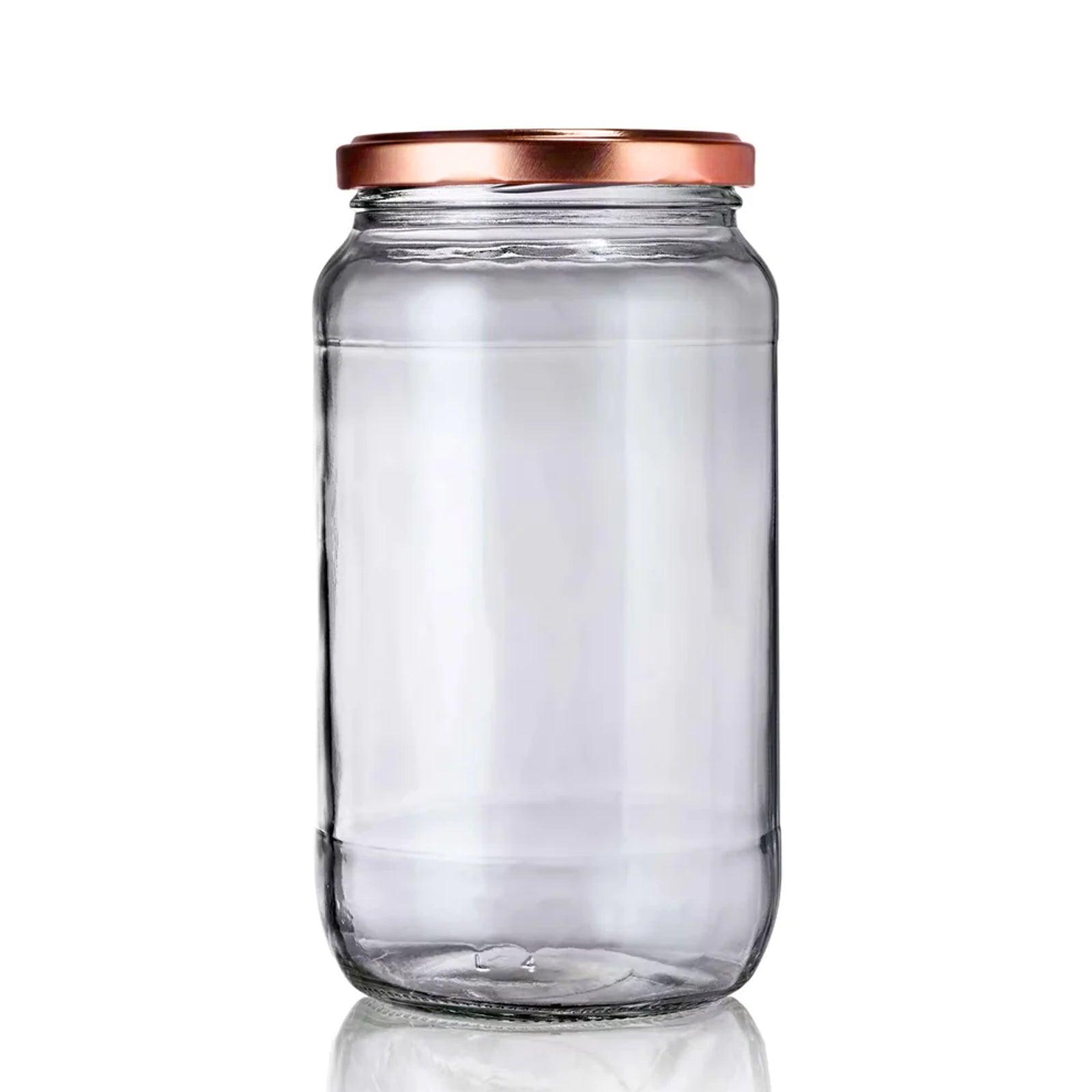 Bocal en verre 1062 mL avec couvercles cuivre