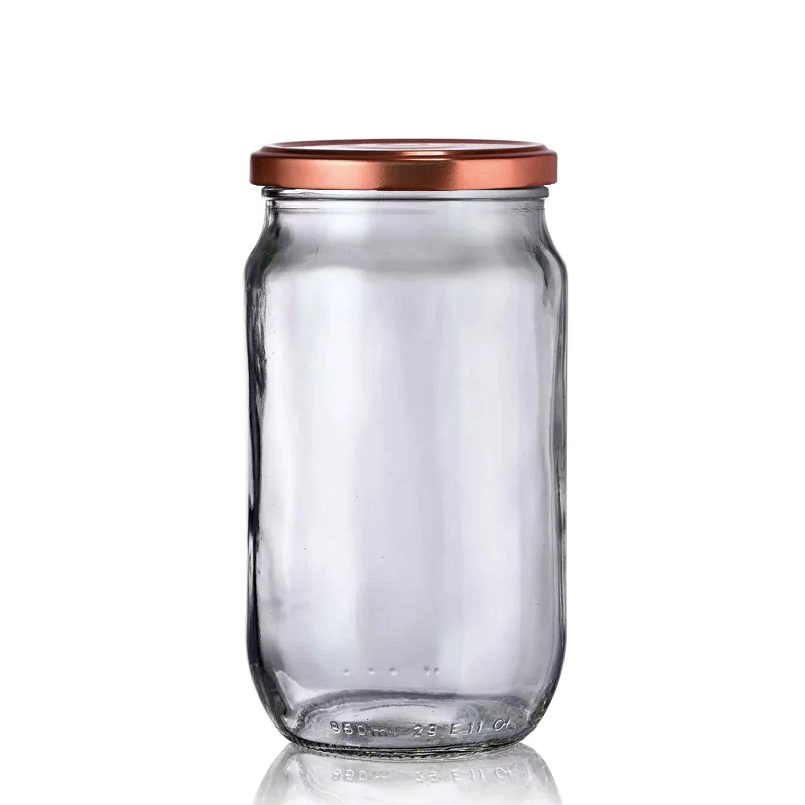Bocal en verre 850 ml avec couvercle cuivre