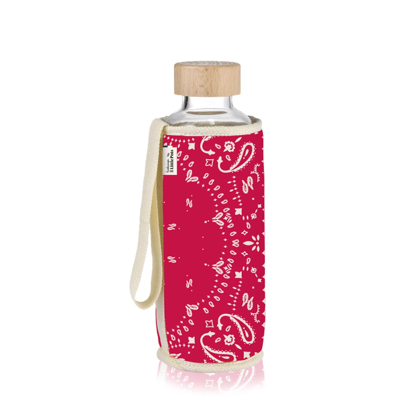 gourde-en-verre-housse-bandana-rouge-garantie-vie-chopette