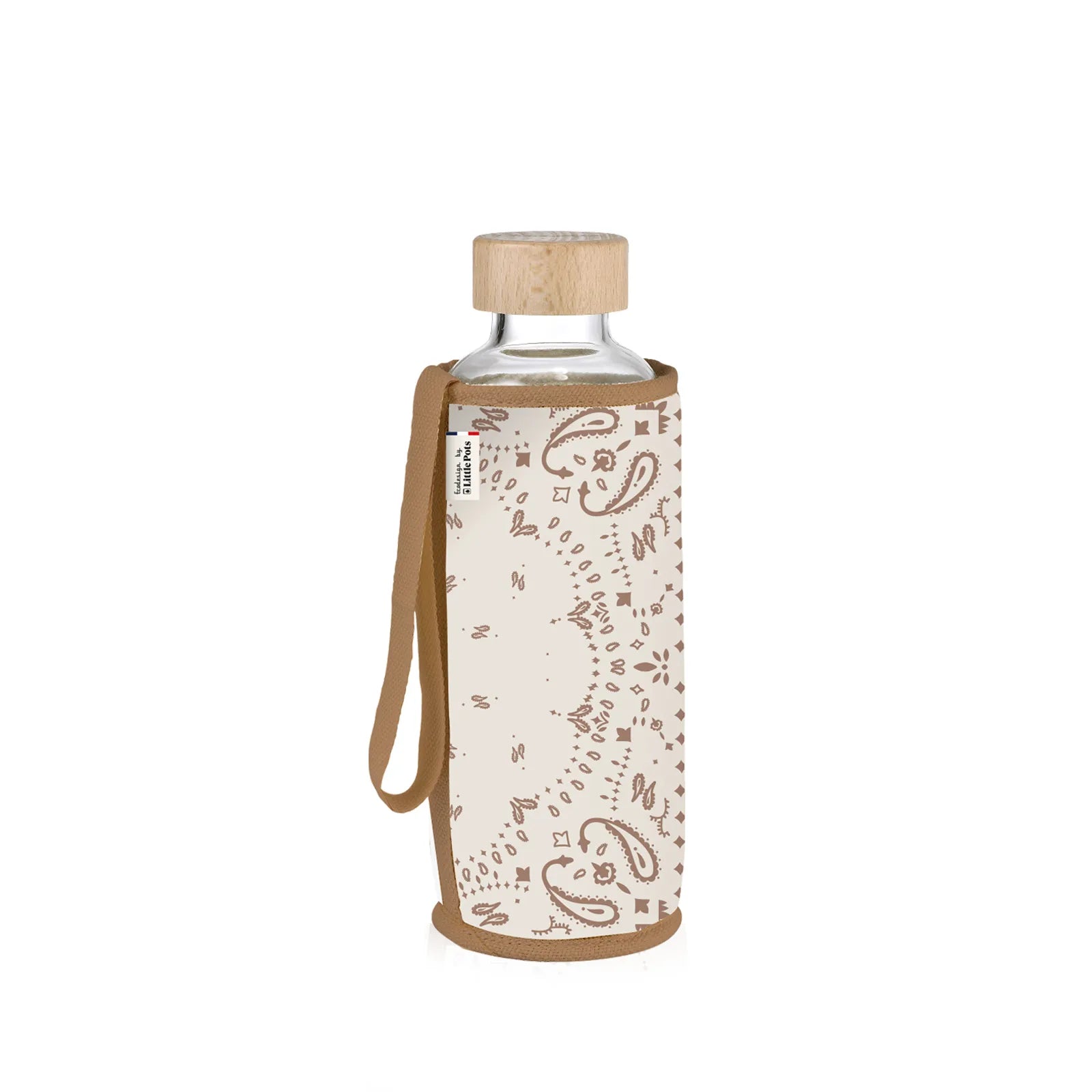 Gourde en verre et housse protectrice Chopette Bandana écru