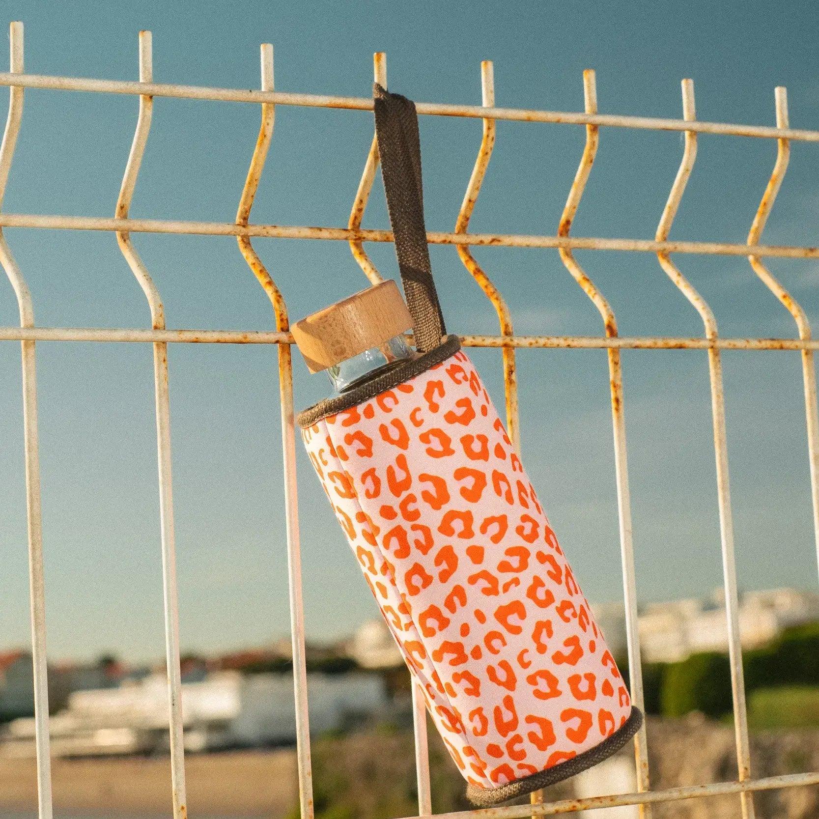 Chopette gourde en verre garantie à vie avec housse motif léopard