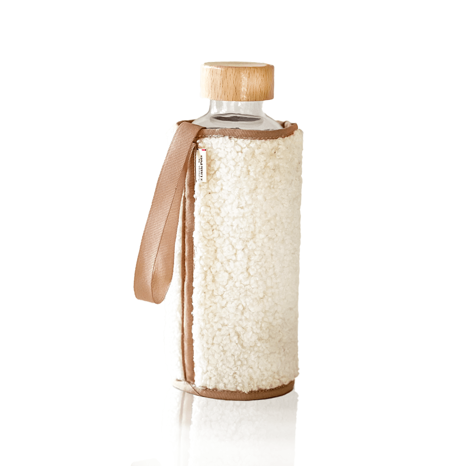 Gourde en verre et housse protectrice Chopette Bouclettes Moka