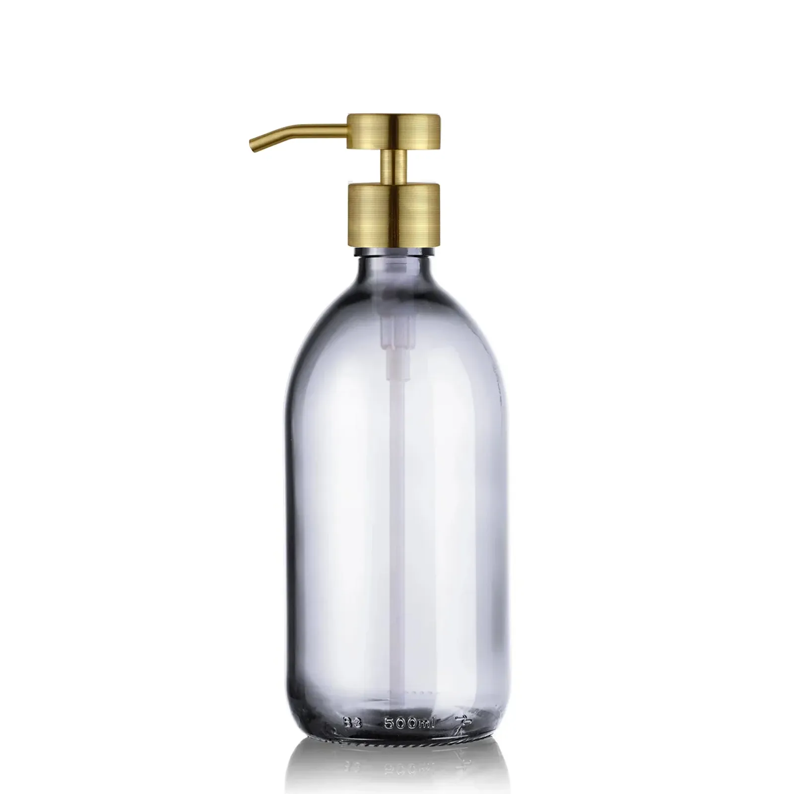 Distributeur de savon en verre transparent de 500 ml avec pompe doseuse doré