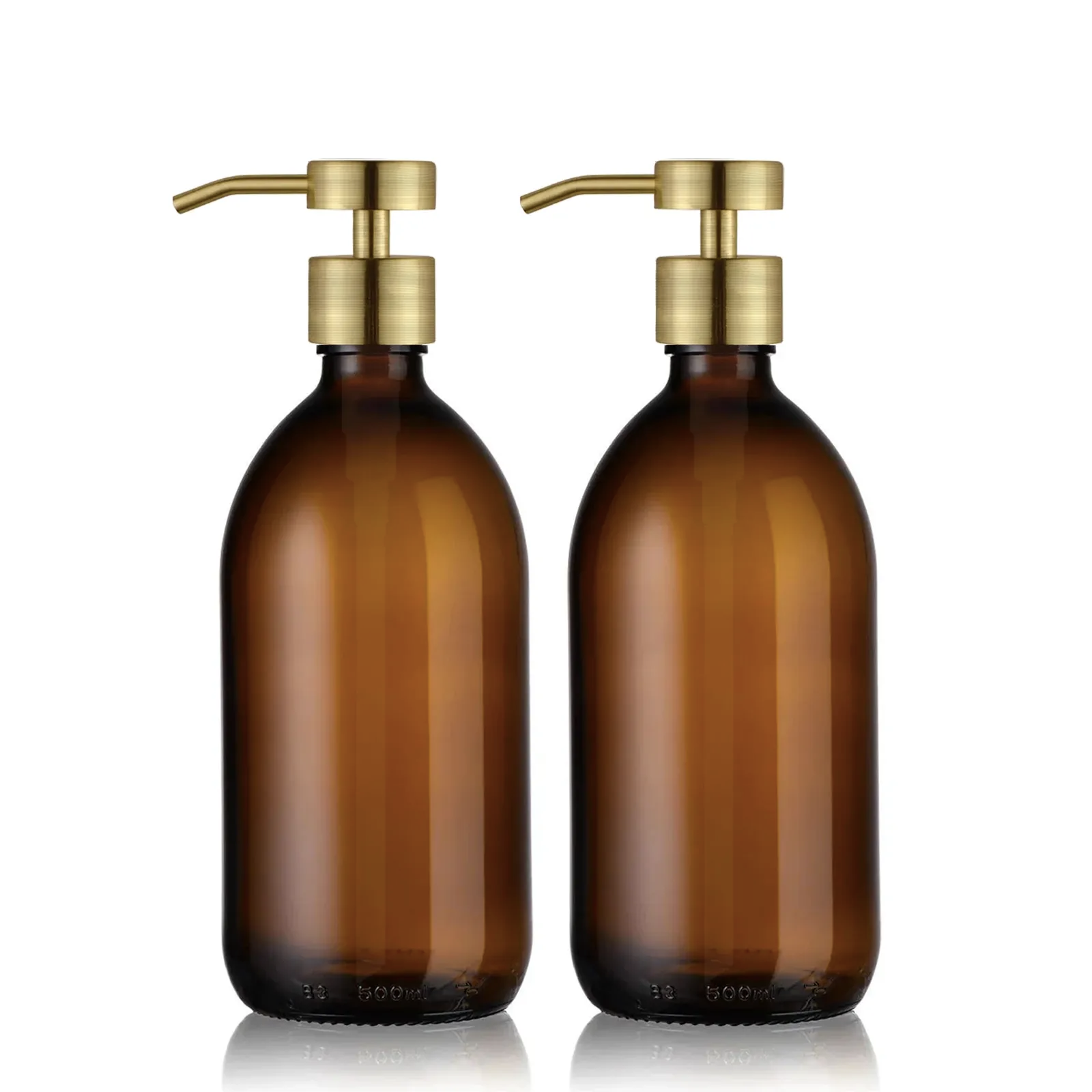 Duo de distributeur de savon ambré 500ml avec pompe design bronze