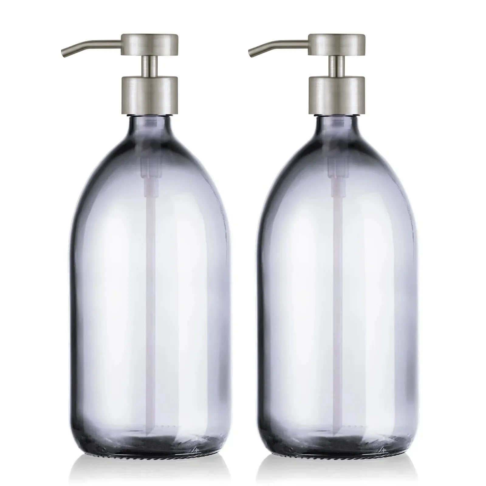 Duo de distributeur de savon 1l avec pompe design argent