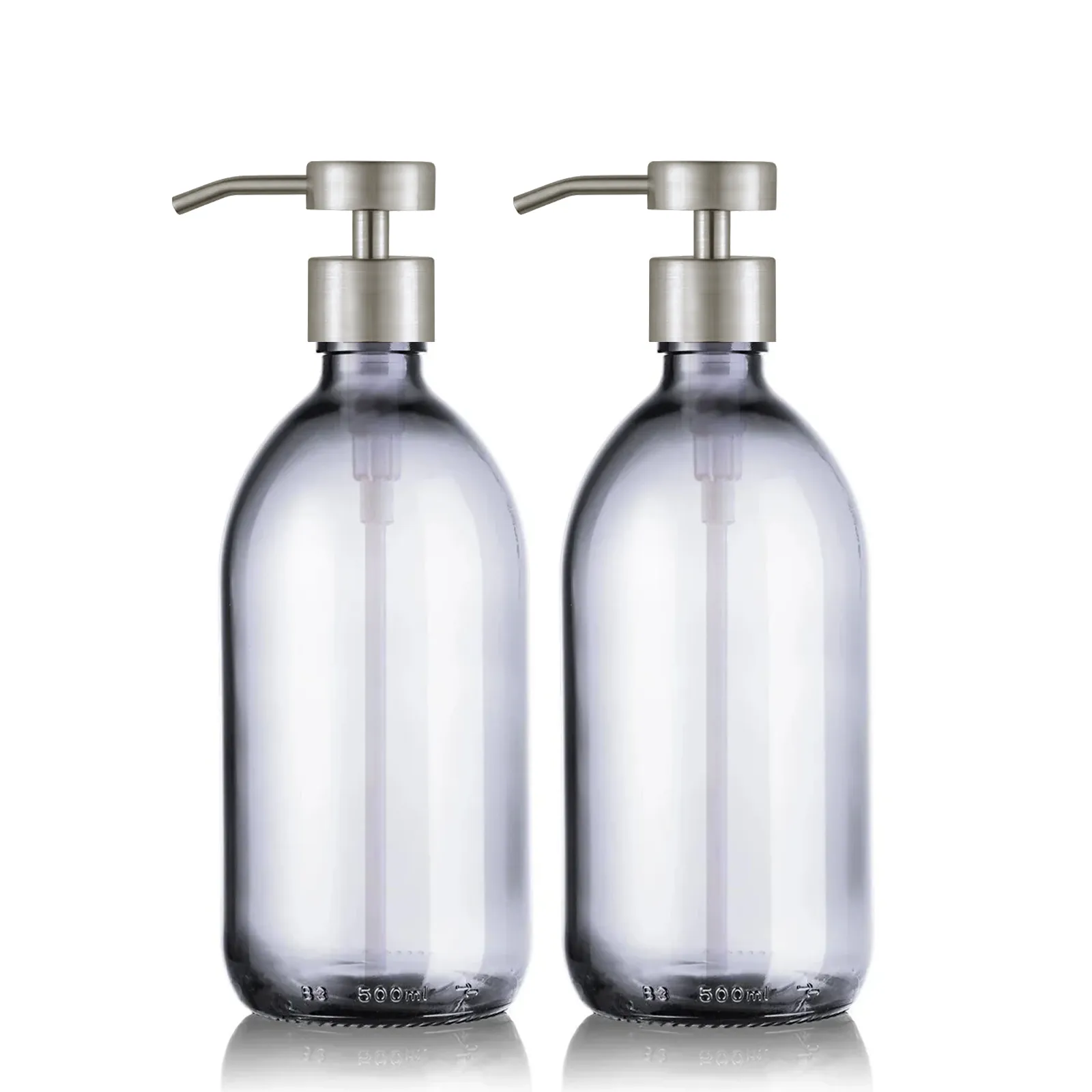 Duo de distributeur de savon 500ml avec pompe design argent