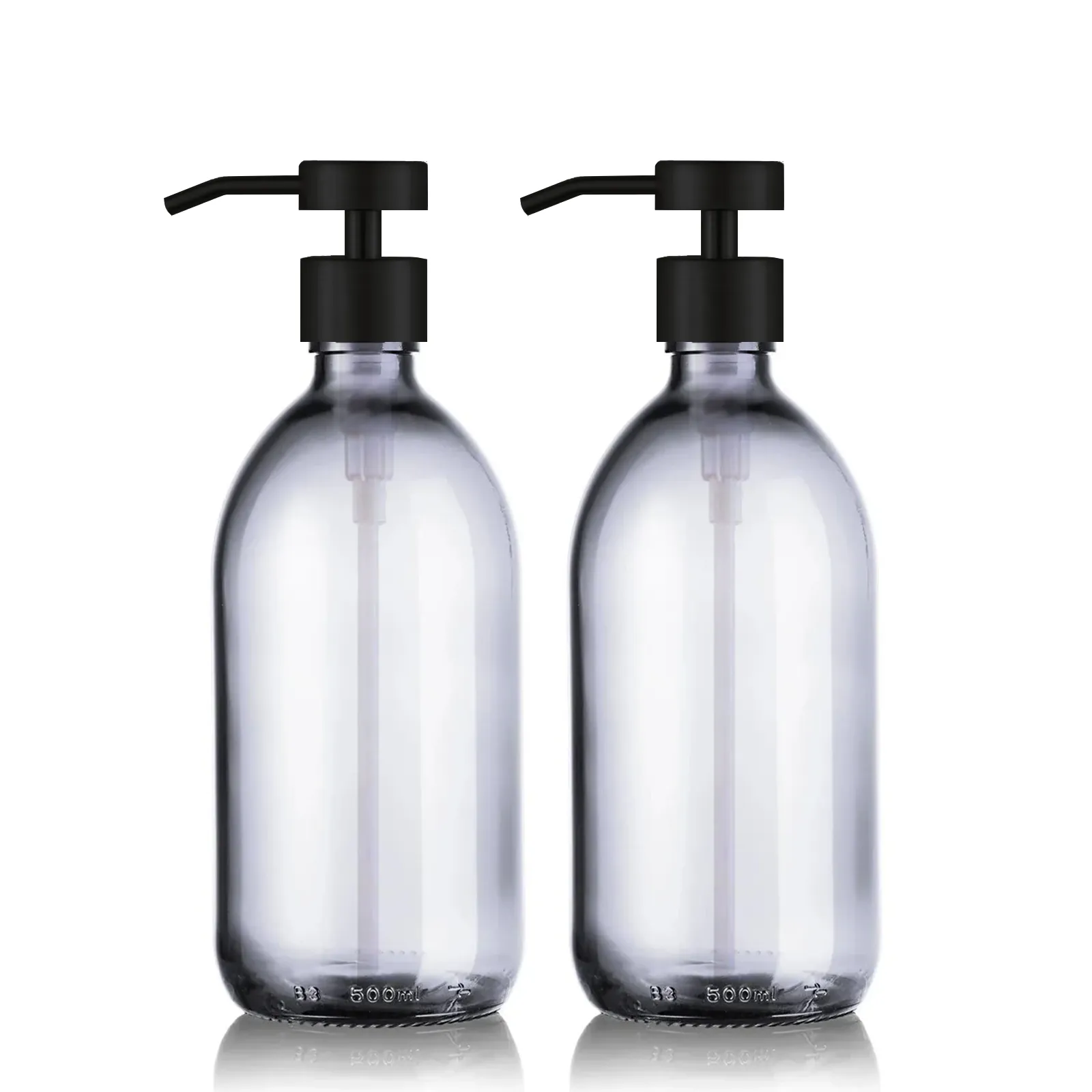 Duo de distributeur de savon 500ml avec pompe design noir mat