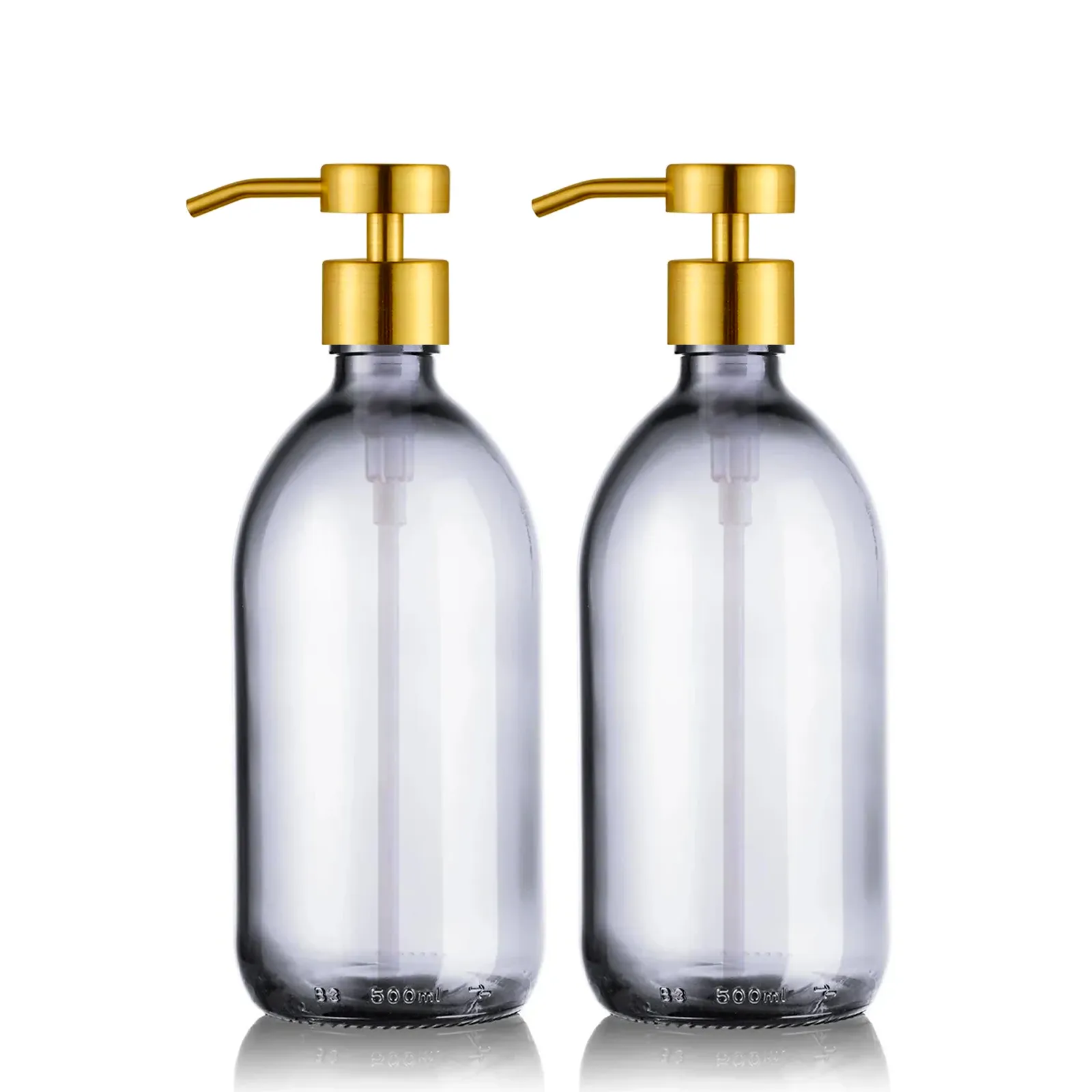 Duo de distributeur de savon 500ml avec pompe design doré