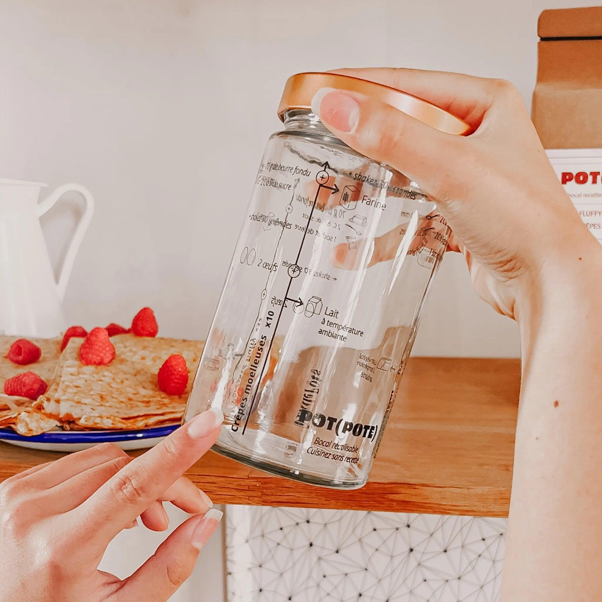 Shaker à crêpes et pancakes - Bocal gradué Pot(pote)