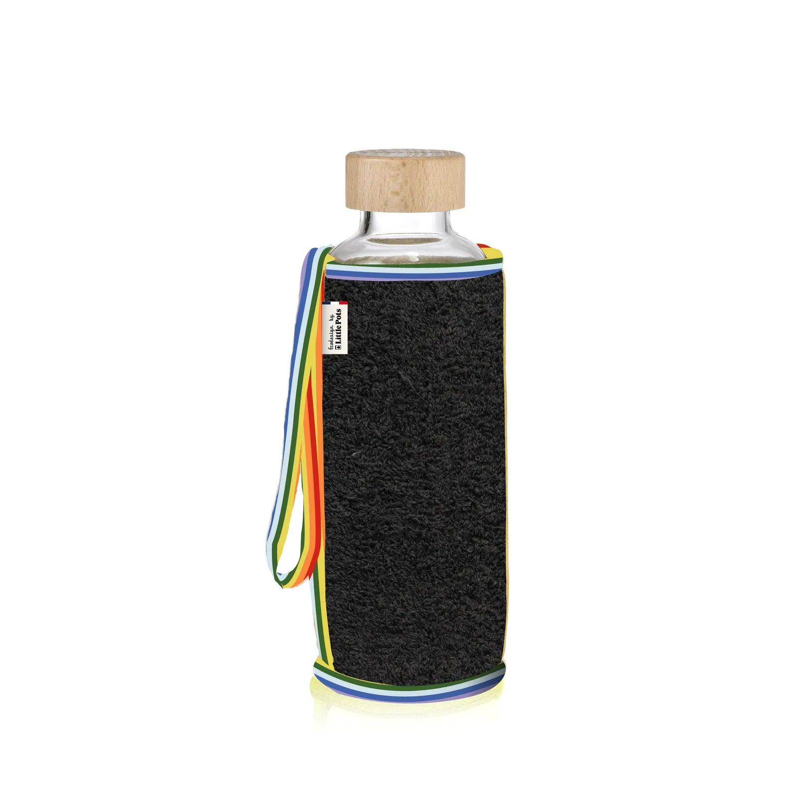 Gourde en verre garantie à vie avec housse éponge noire année 90's