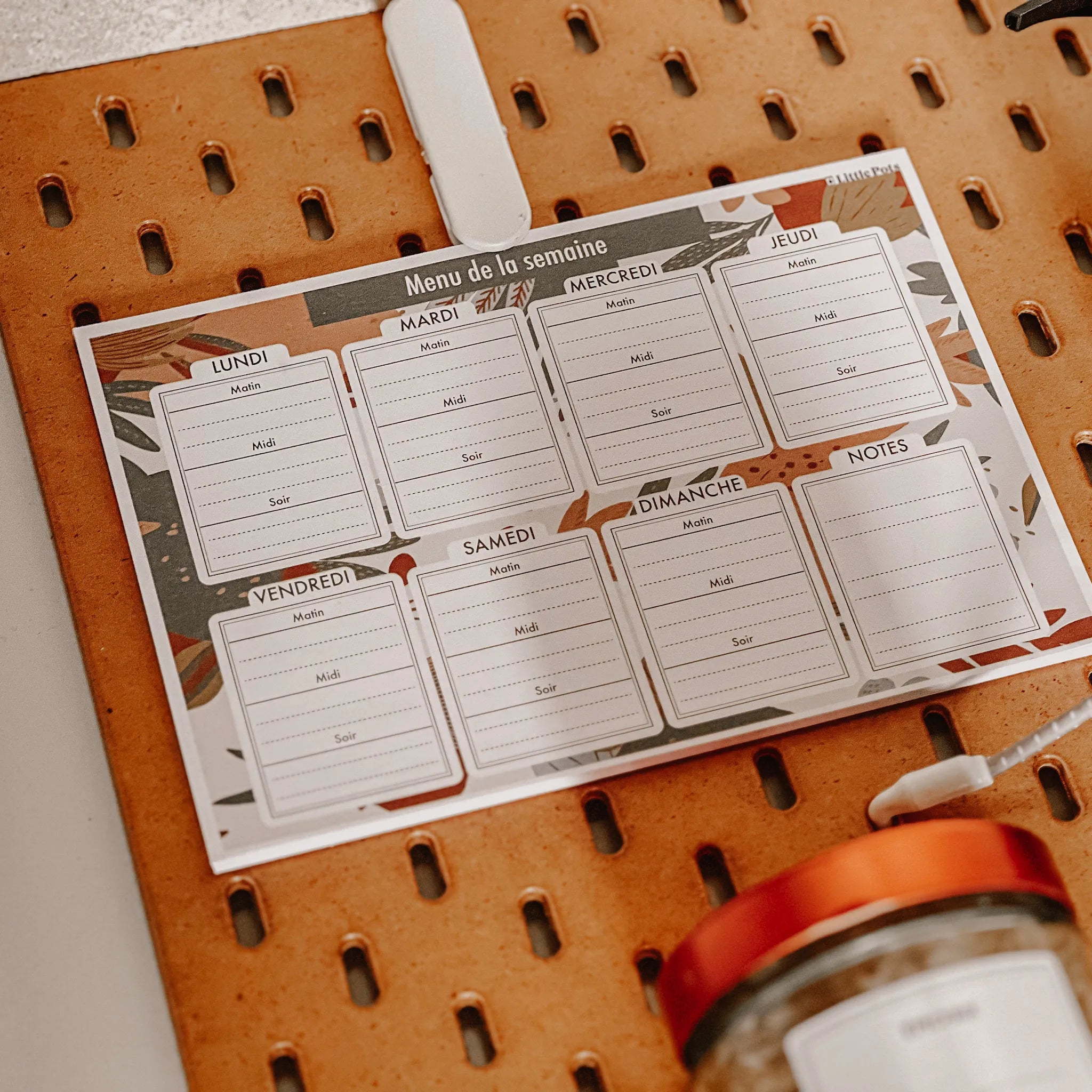 Bloc-notes planificateur Menu de la semaine