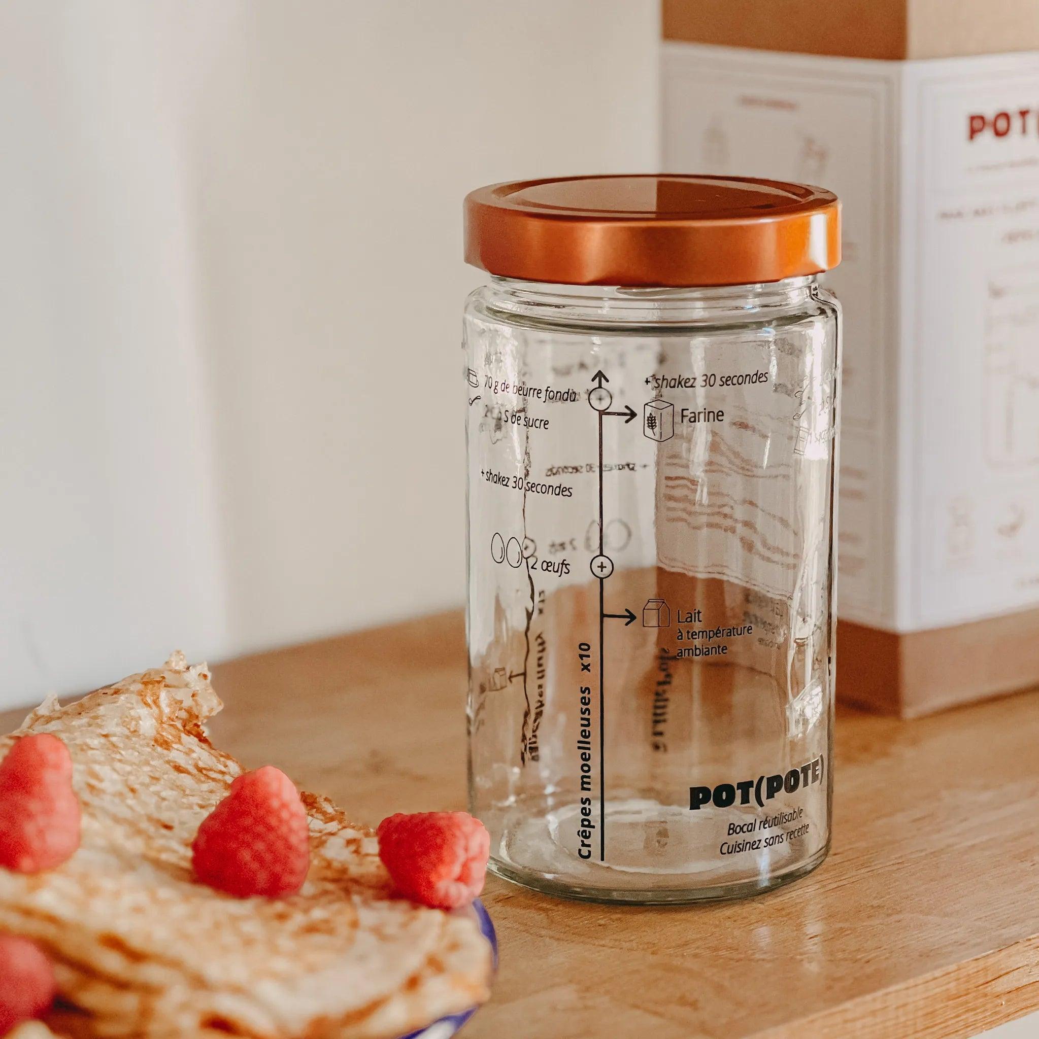 Shaker à crêpes et pancakes - Bocal gradué Pot(pote)