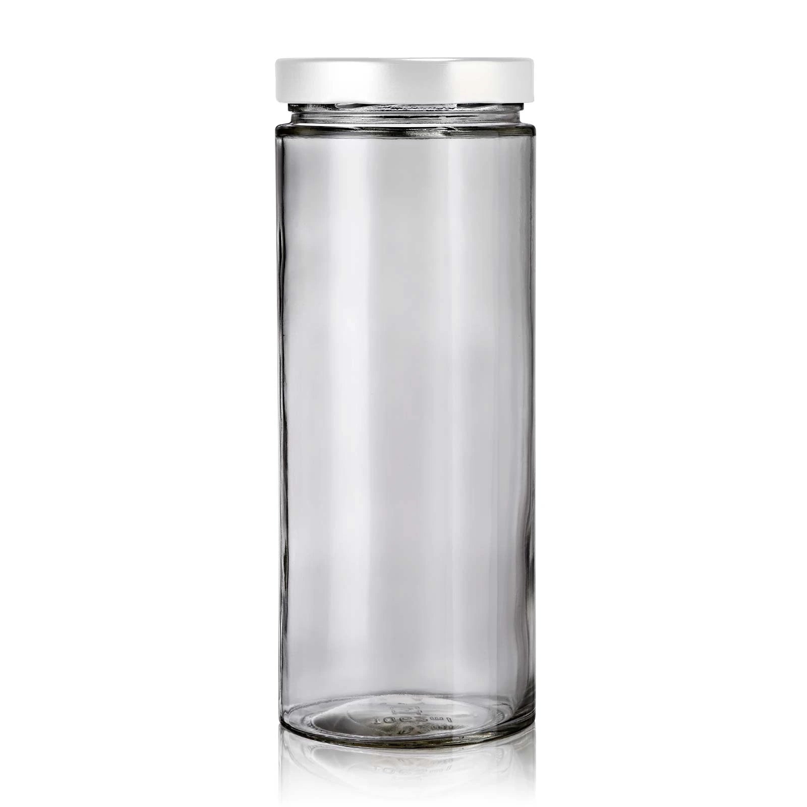 Grand bocal en verre recyclé de 1062 mL moderne avec couvercle blanc