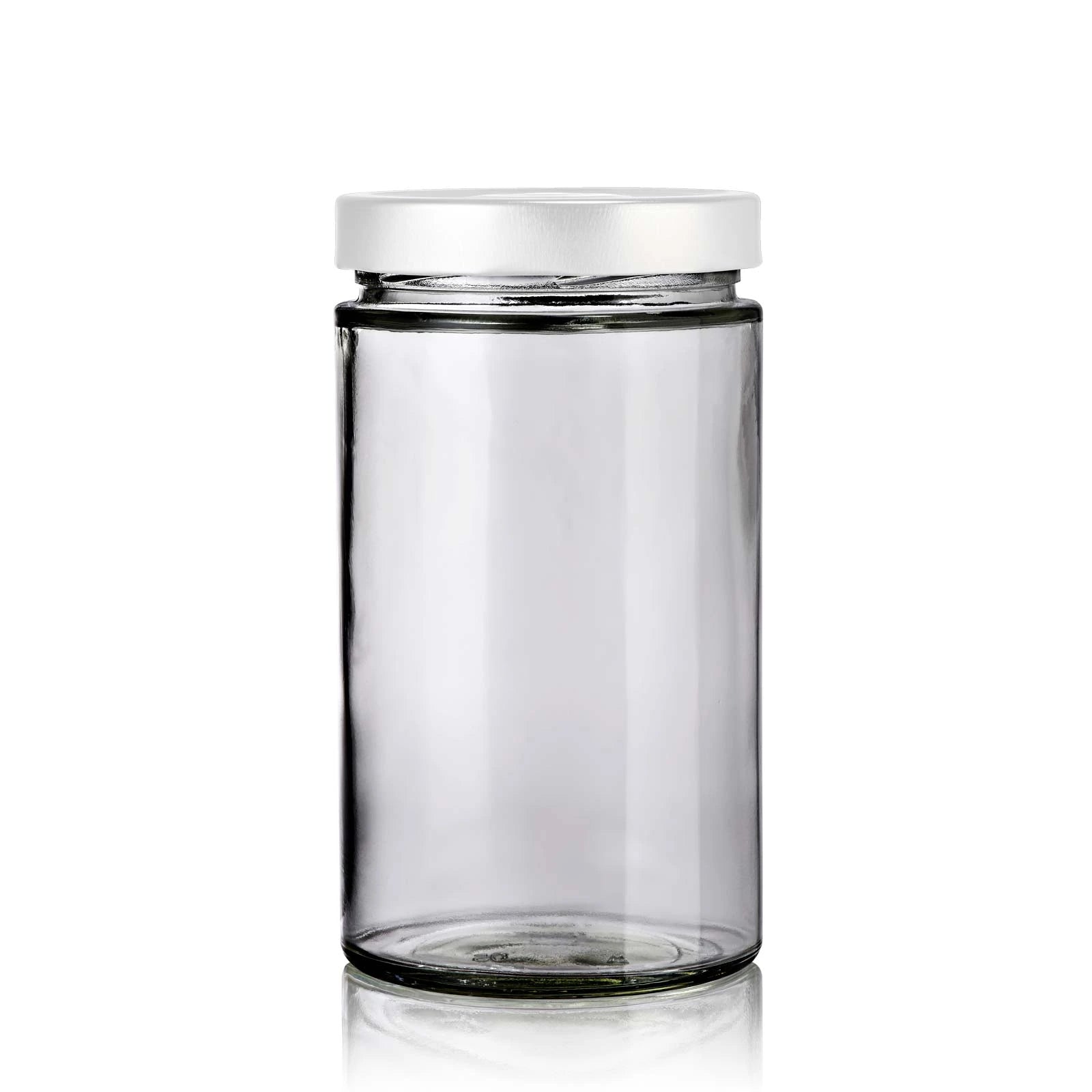 Bocal en verre recyclé de 720 mL moderne avec couvercle  blanc