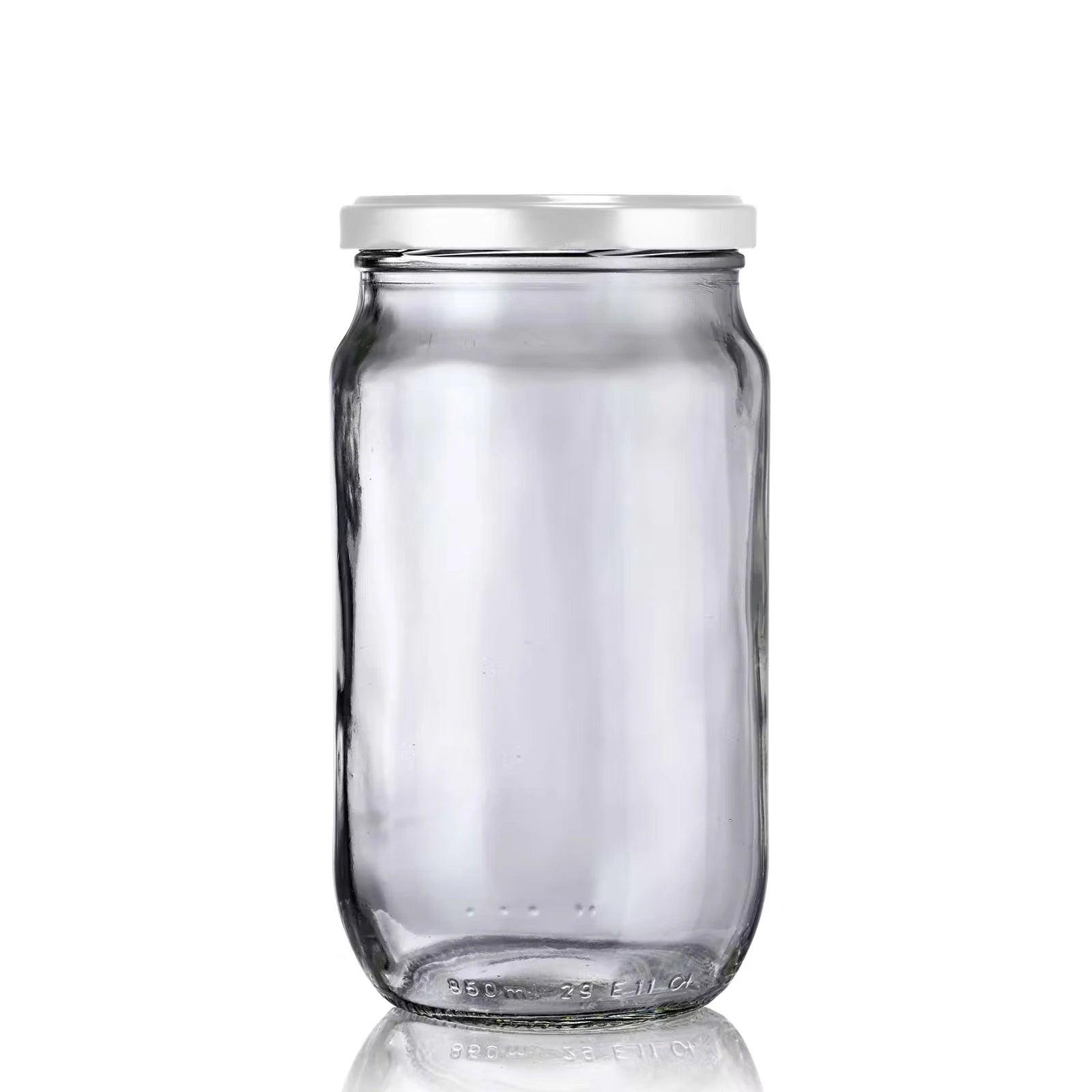 Bocal en verre 850 ml économique avec couvercle blanc