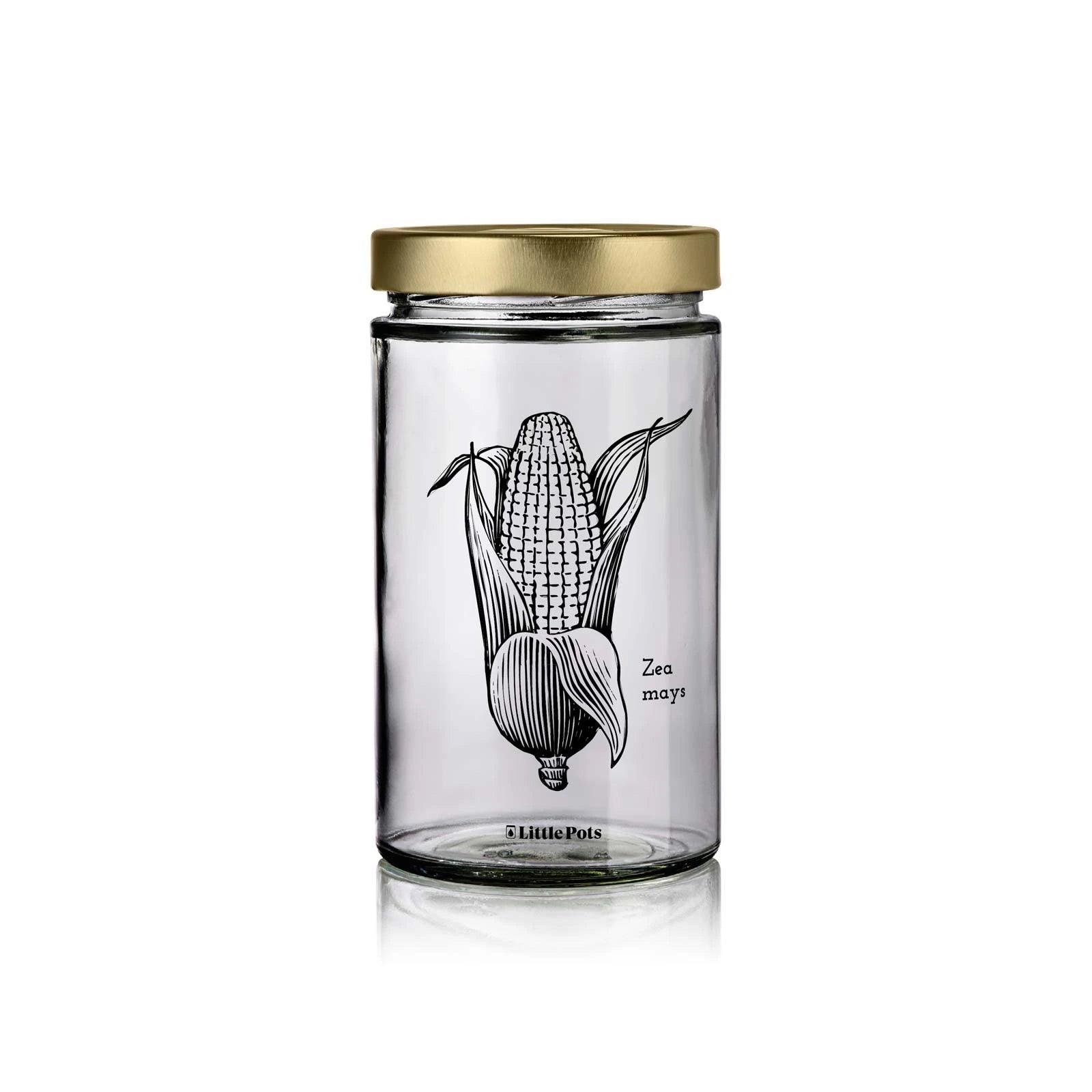 bocal en verre 720 mL decors maïs avec couvercle or