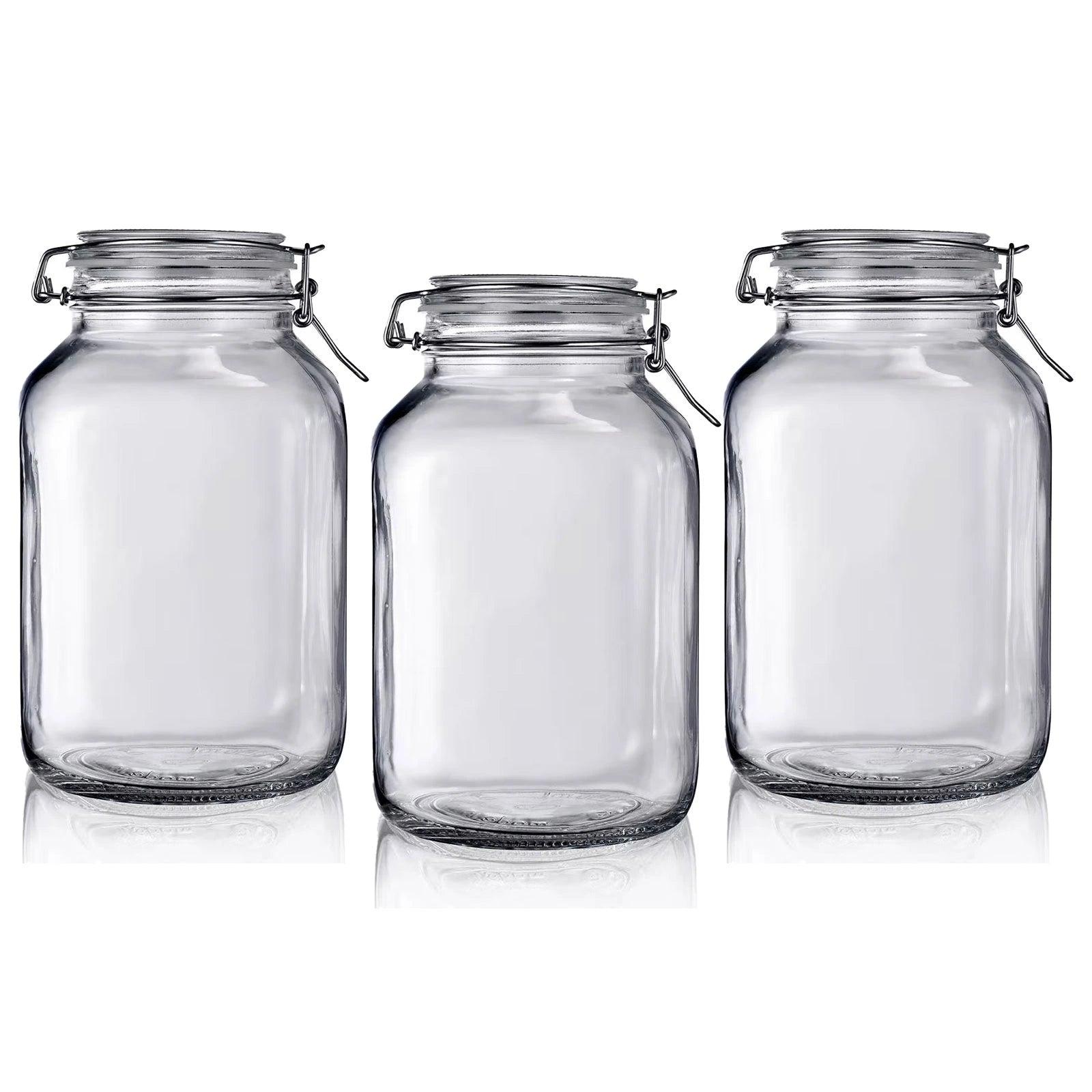 bocal en verre avec fermeture mécanique 3 litres pack de 3