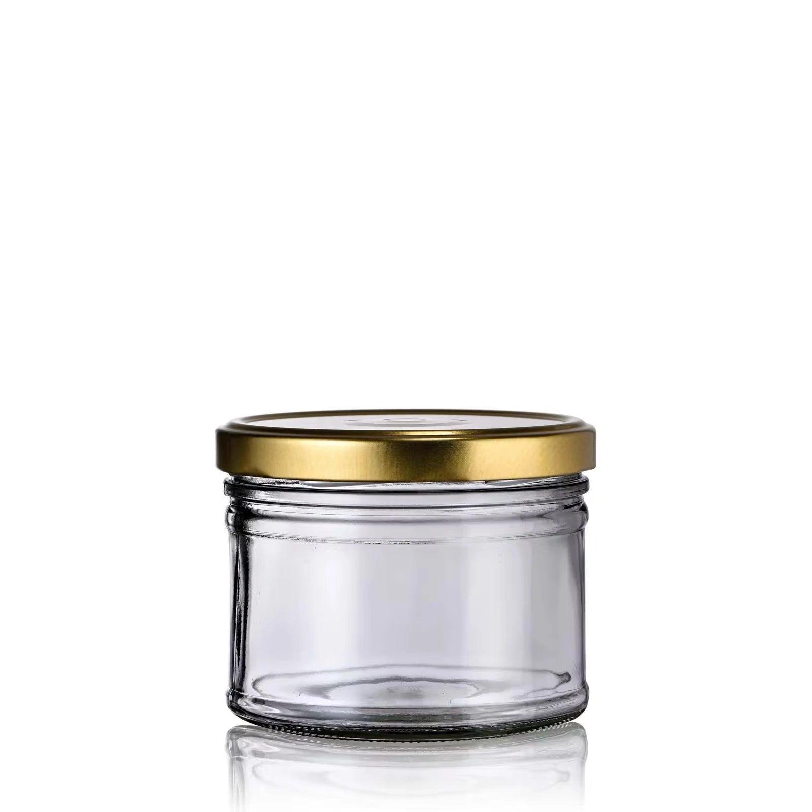 bocal en verre de 450 mL solide avec couvercle or