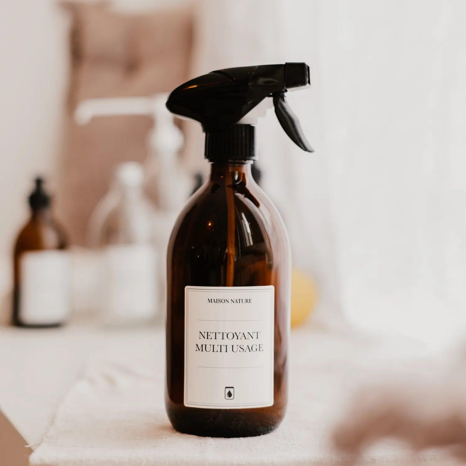 Pack de flacons en verre et étiquettes pour l'univers ménager