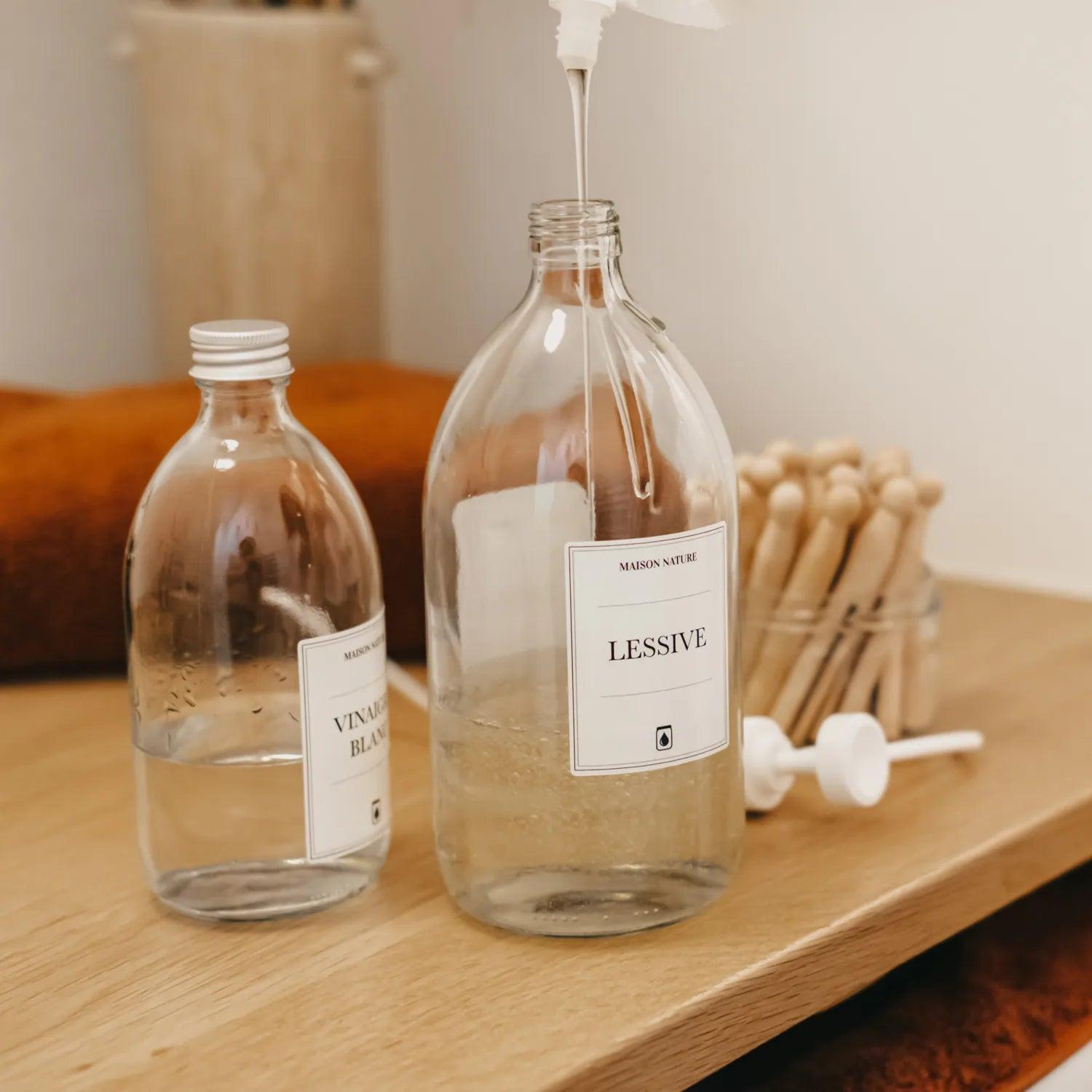 Pack de flacons en verre et étiquettes pour l'univers ménager