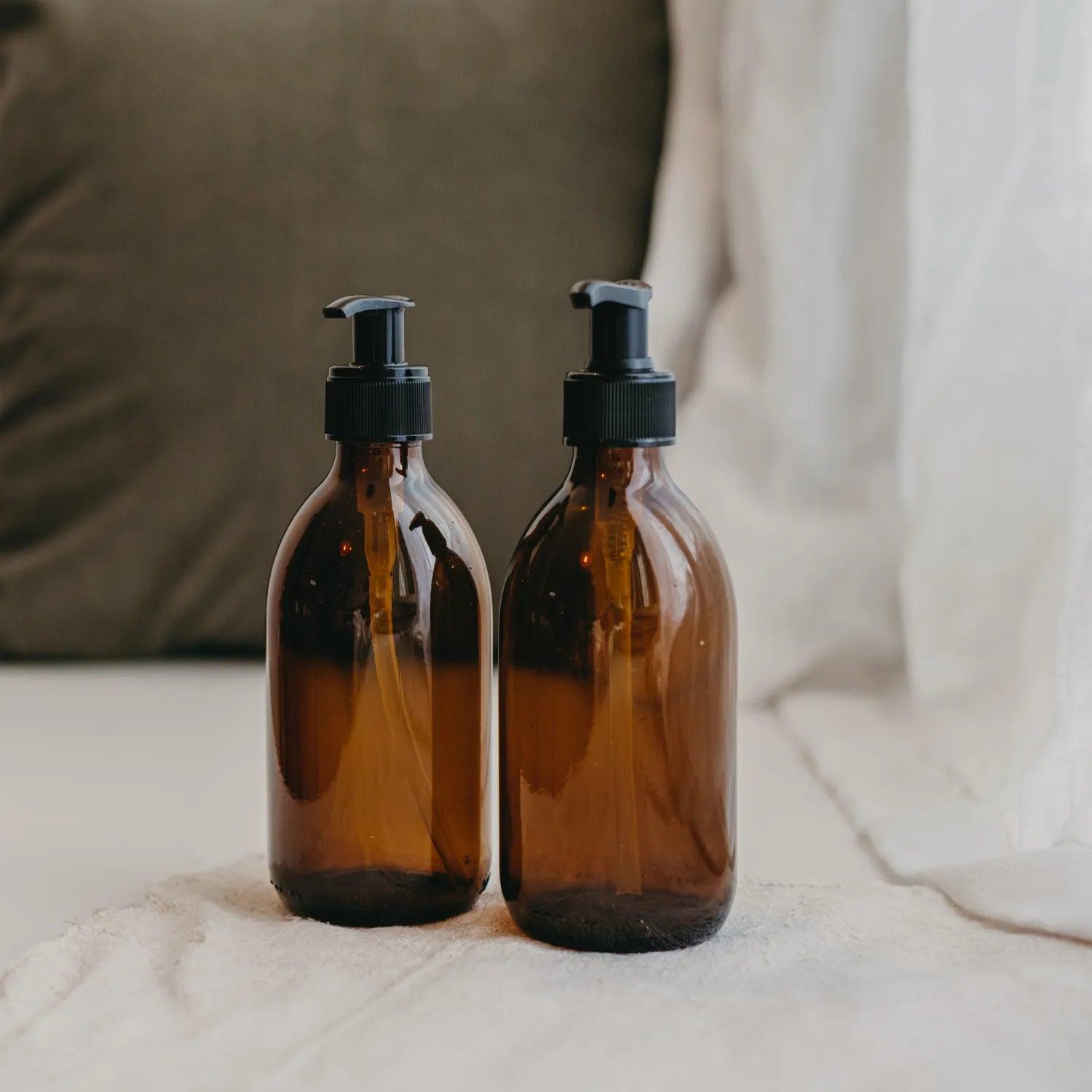 Pack de 2 flacons en verre ambré distributeur de savon 300 mL