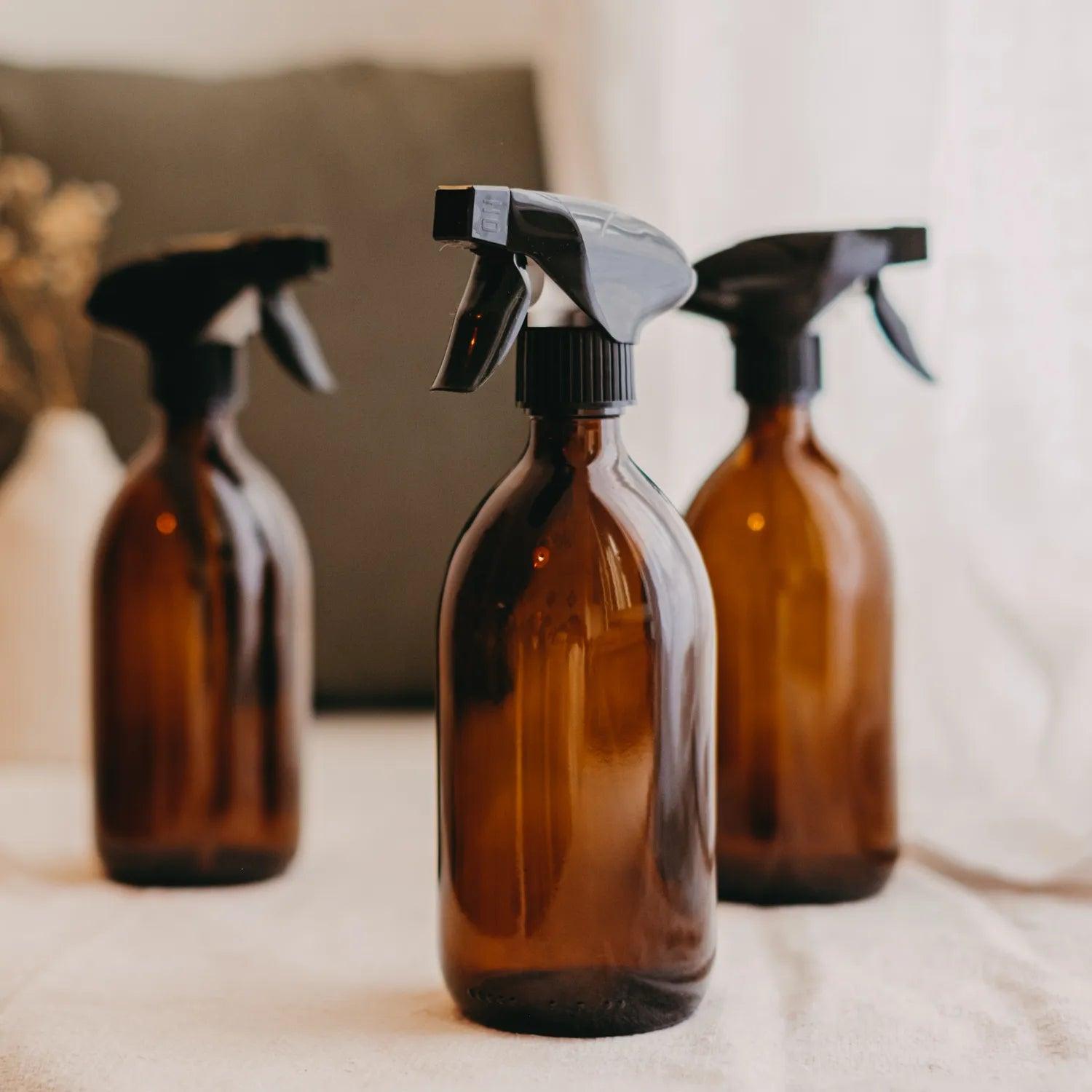 Pack de 3 flacons en verre ambré spray gachette 500 mL