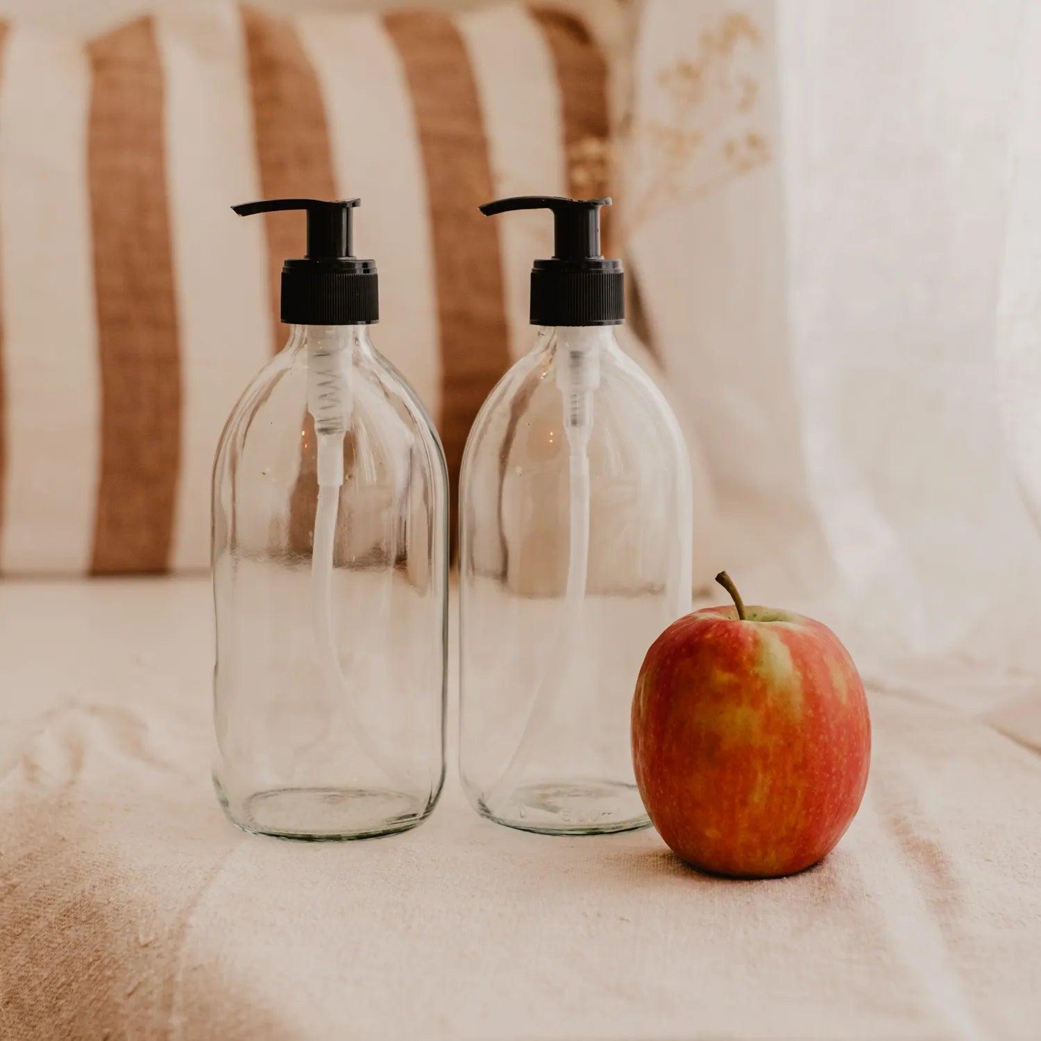 Pack de 2 flacons en verre blanc distributeur de savon 300 mL