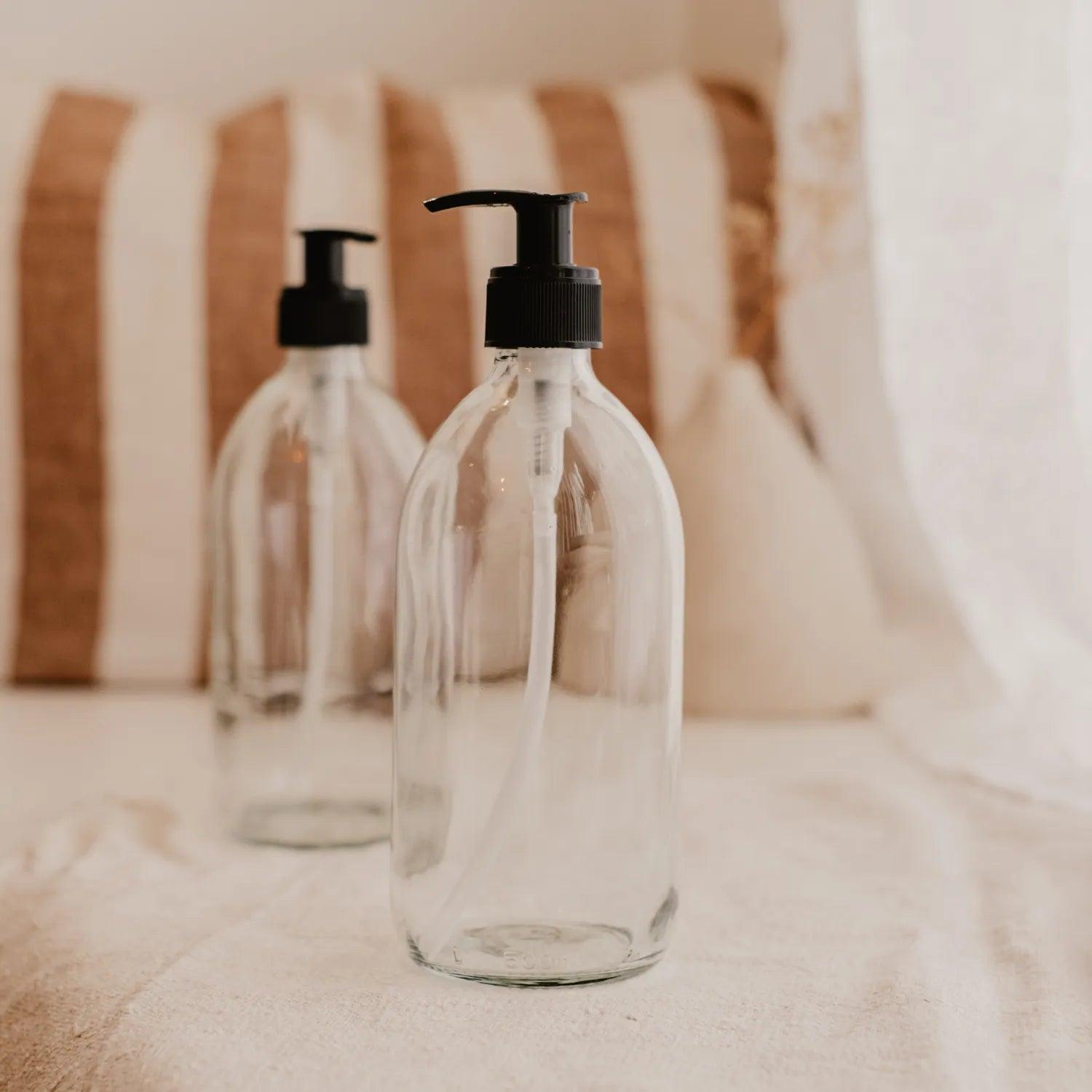 Pack de 2 flacons en verre blanc distributeur de savon 300 mL