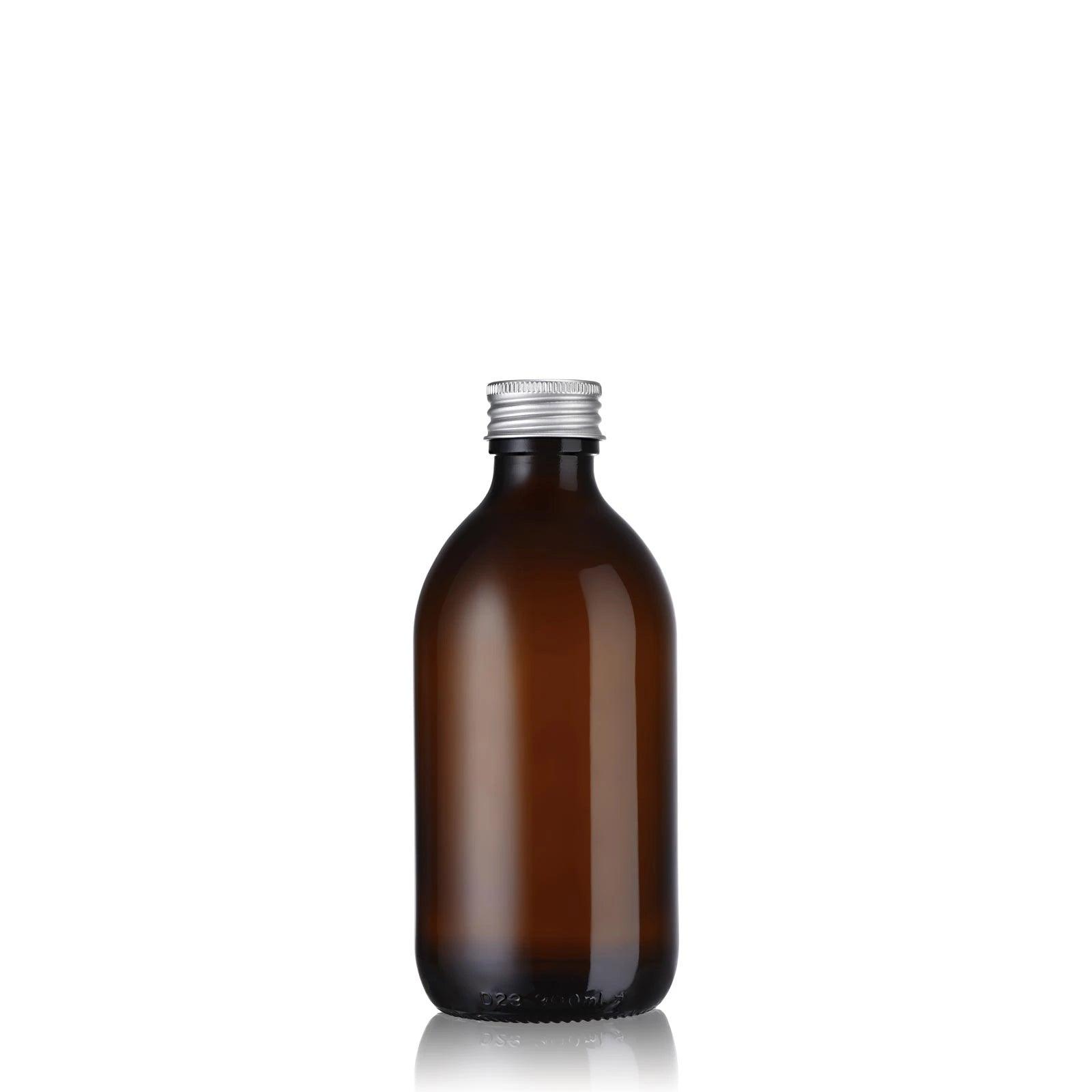 flacon en verre ambré avec bouchon alu 300 mL