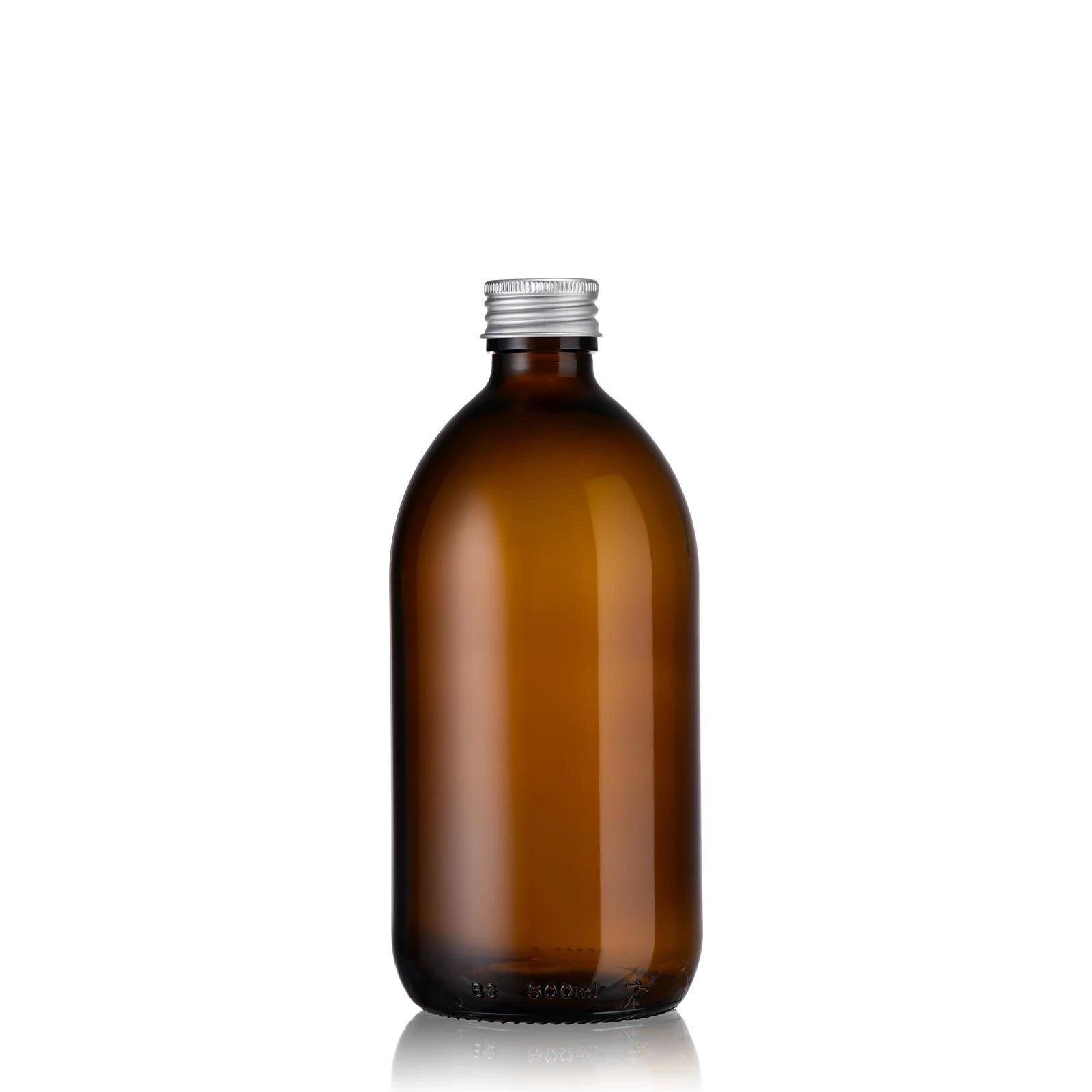 flacon en verre ambré avec bouchon alu 500 mL
