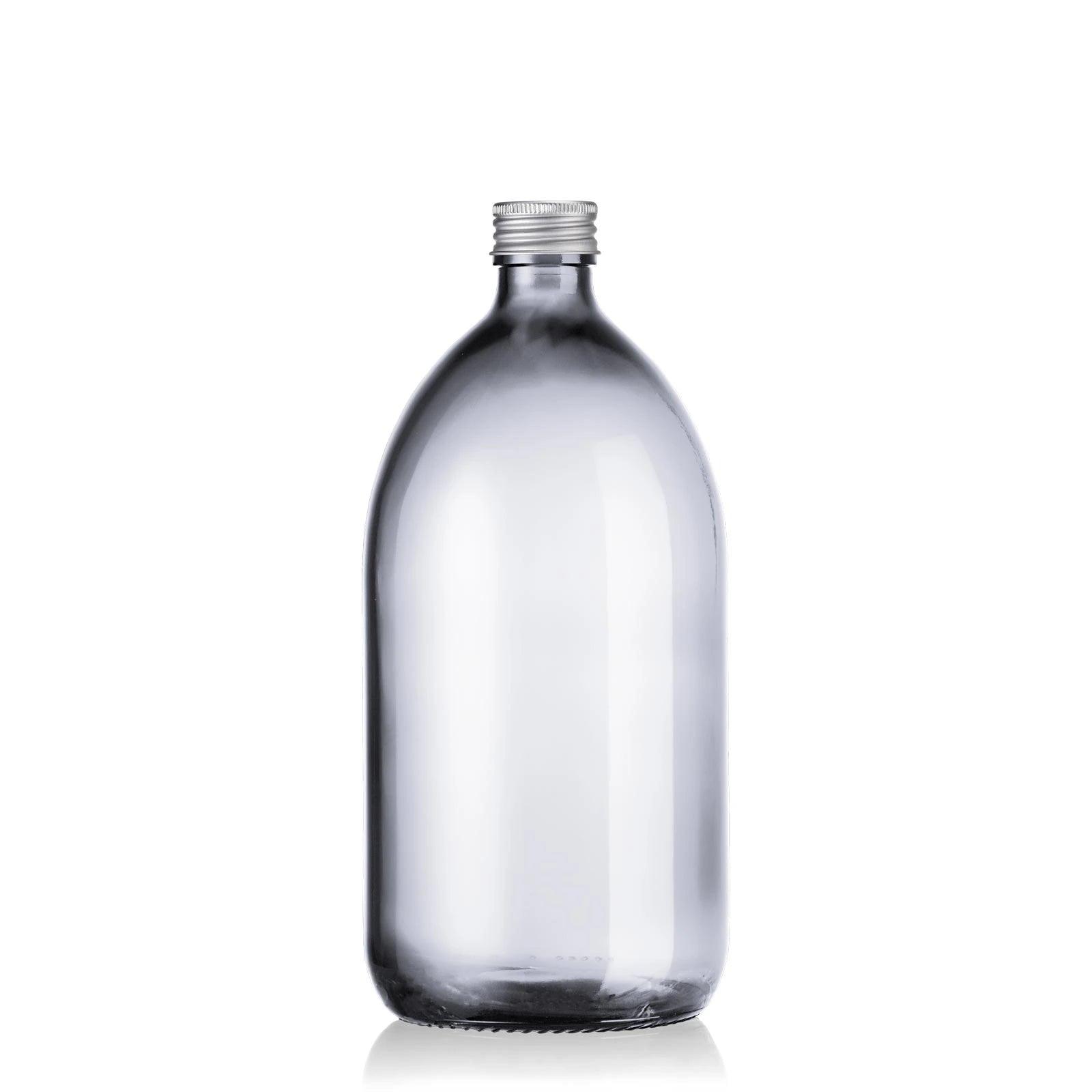 Flacon en verre transparent avec bouchon alu 1 litre
