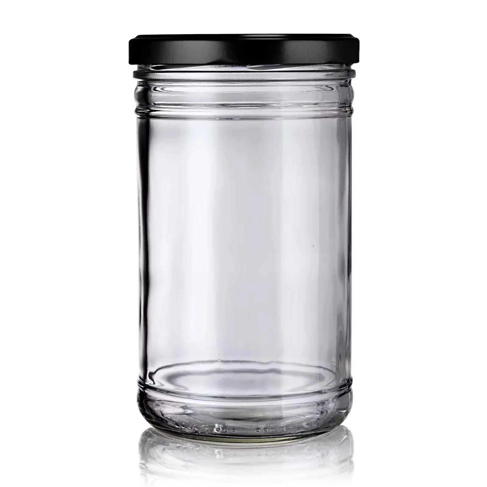 bocal en verre 1062 mL solide avec couvercle noir