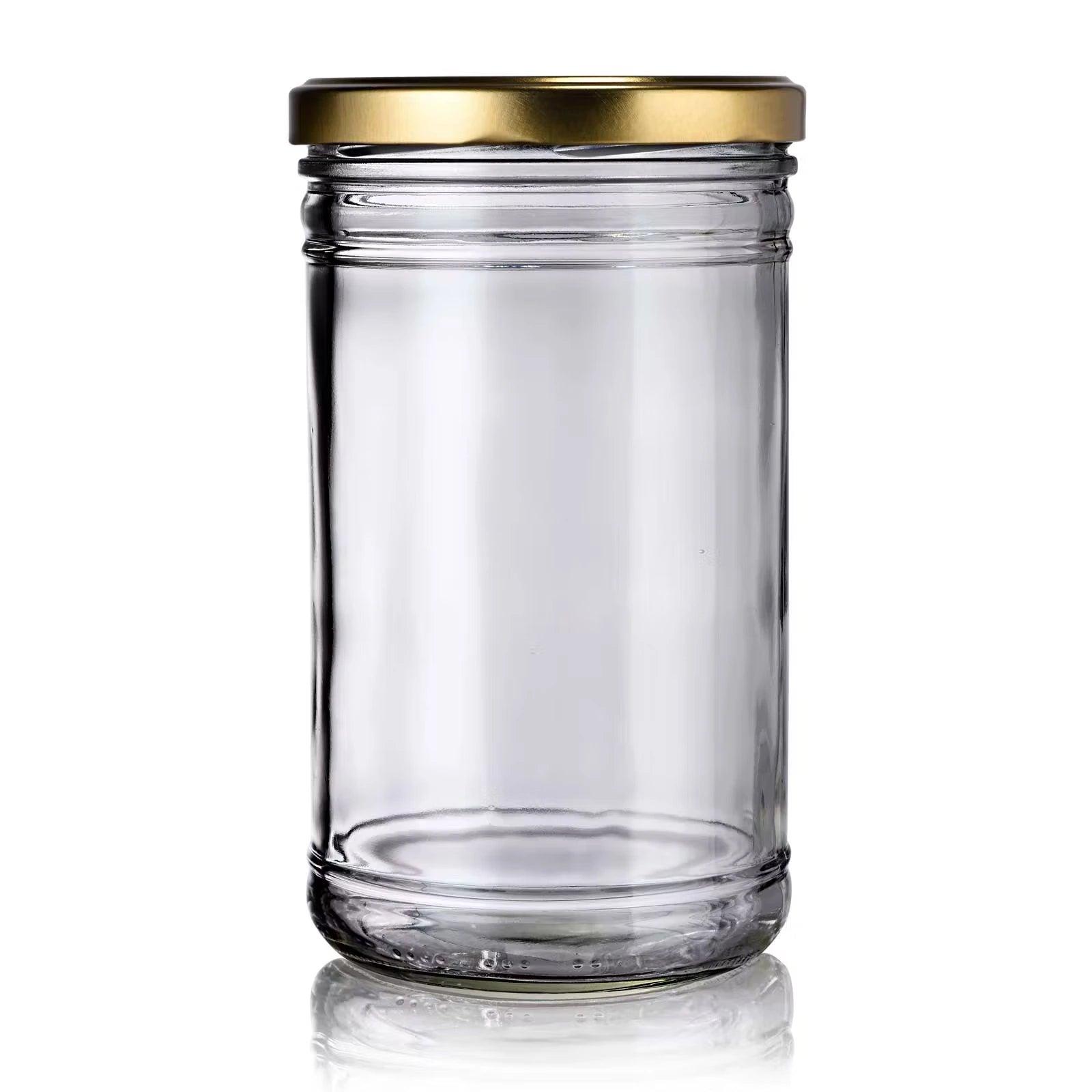 bocal en verre 1062 mL solide avec couvercle or