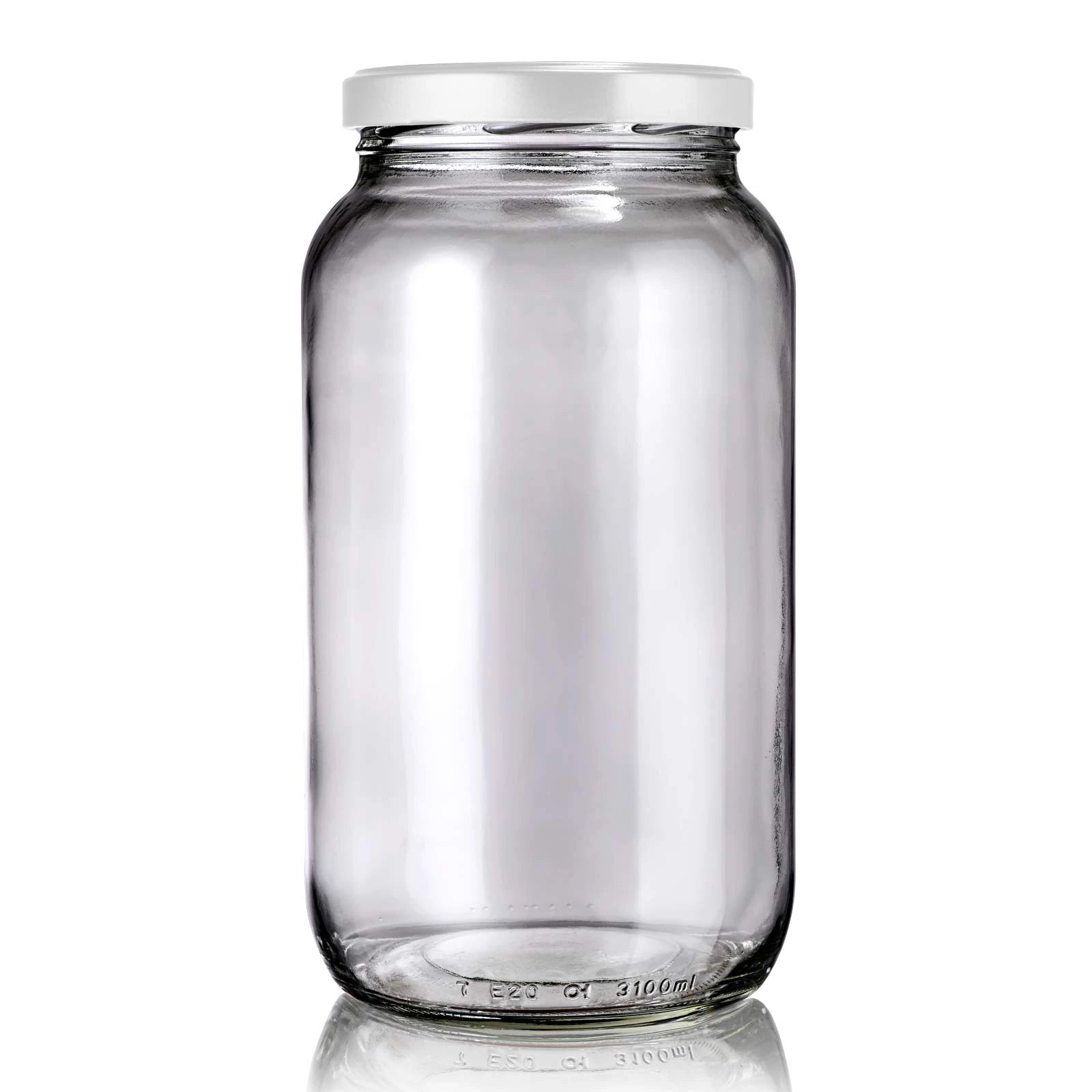 Gros bocal en verre 3 litre avec couvercle blanc