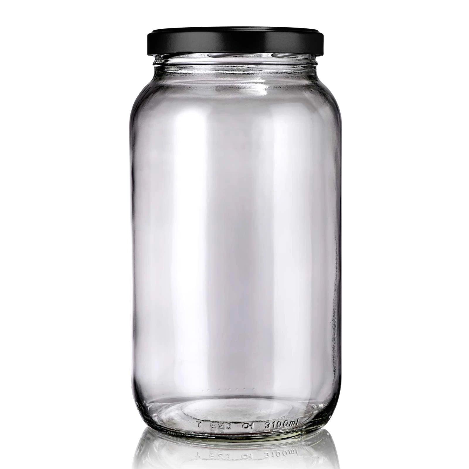 Gros bocal en verre 3 litre avec couvercle noir