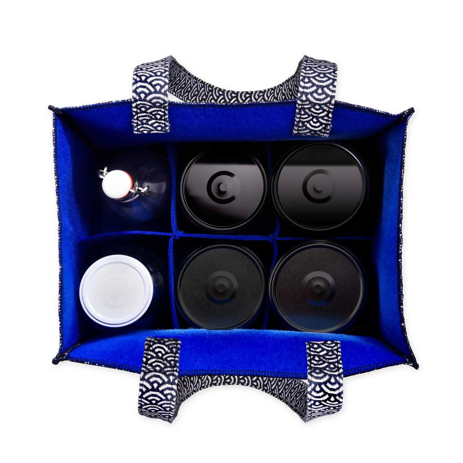 Sac avec compartiments pour transporter bouteilles et bocaux en verre