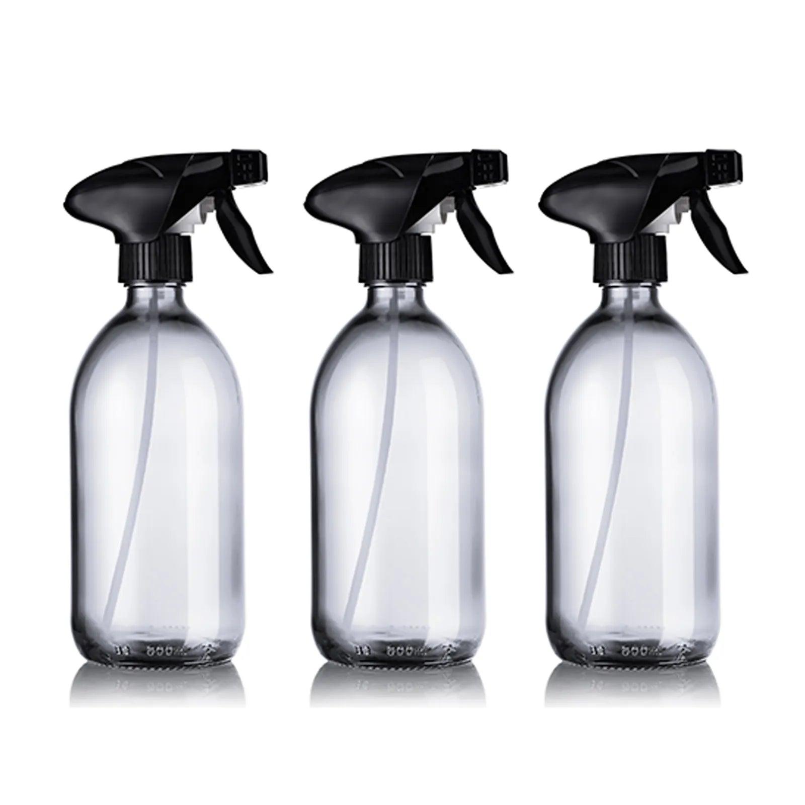 Pack de 3 flacons en verre transparent spray gachette 500 mL