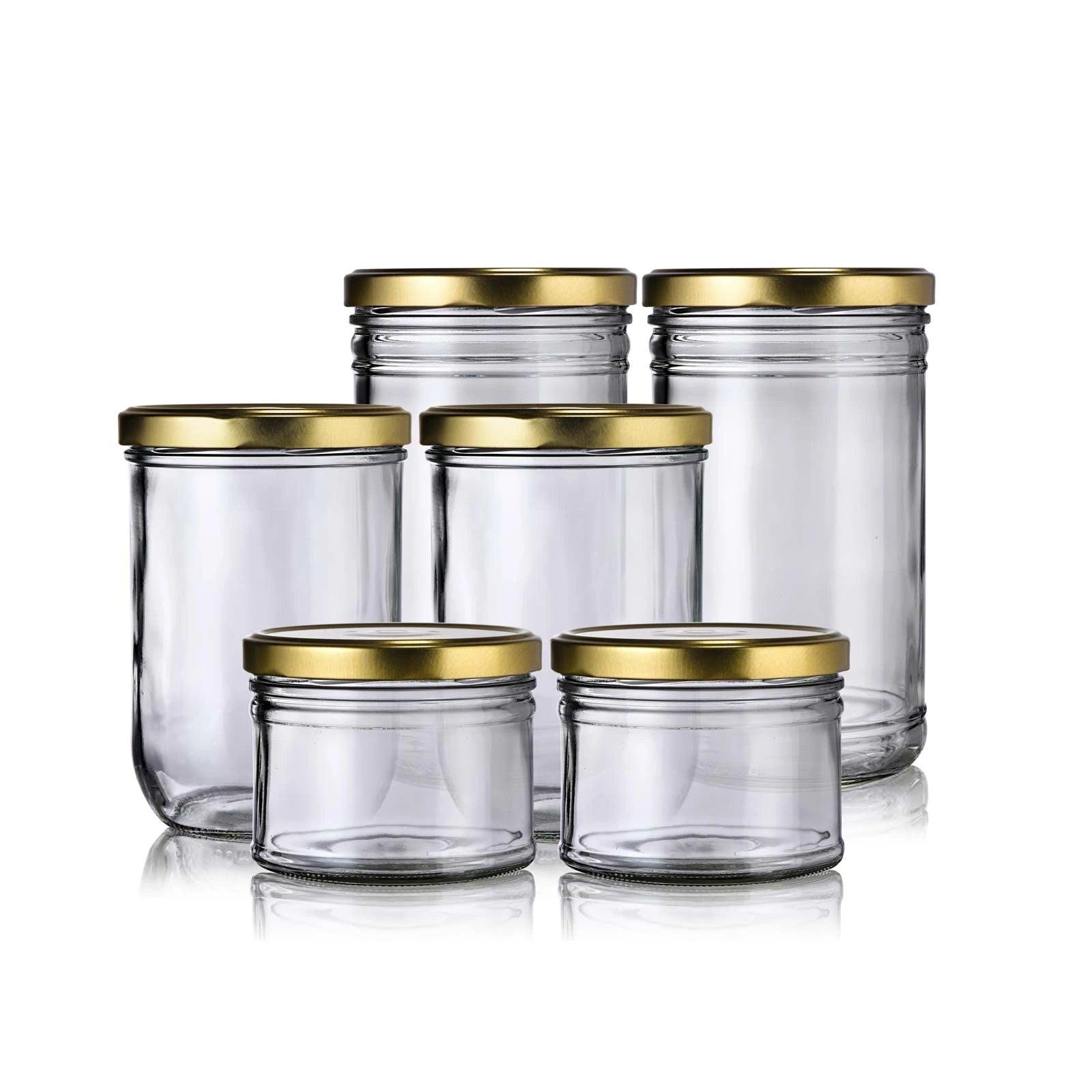 Pack de 6 bocaux en verre couvercle or