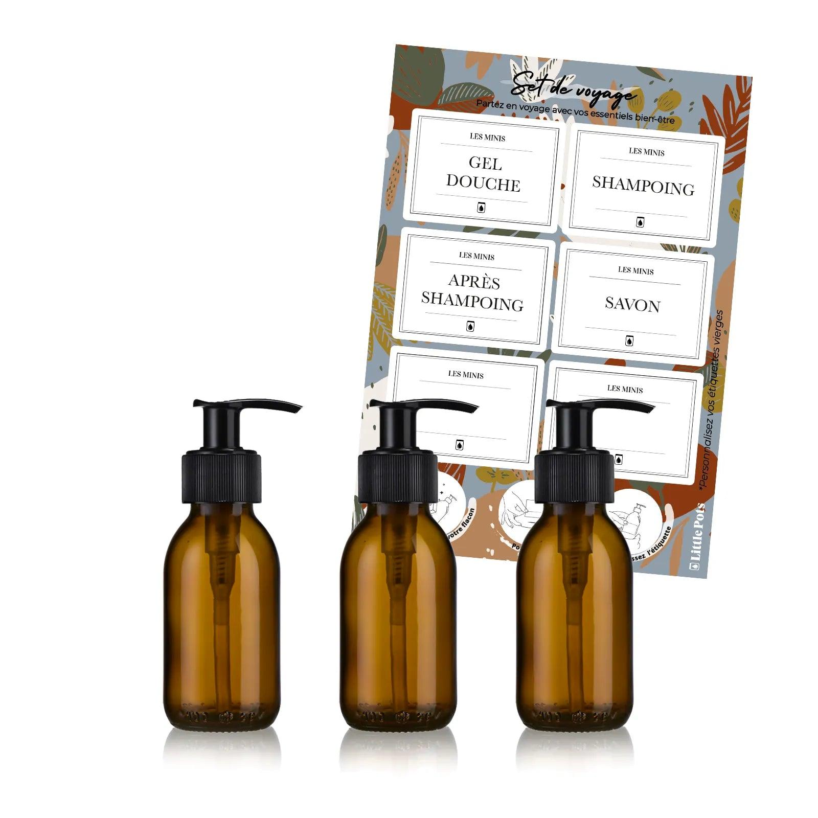 Pack Set de voyage Cosmétique - Flacons rechargeables 100 ml
