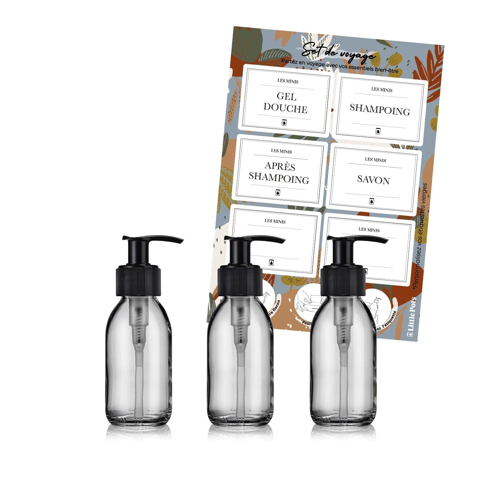 Pack Set de voyage Cosmétique - Flacons rechargeables 100 ml